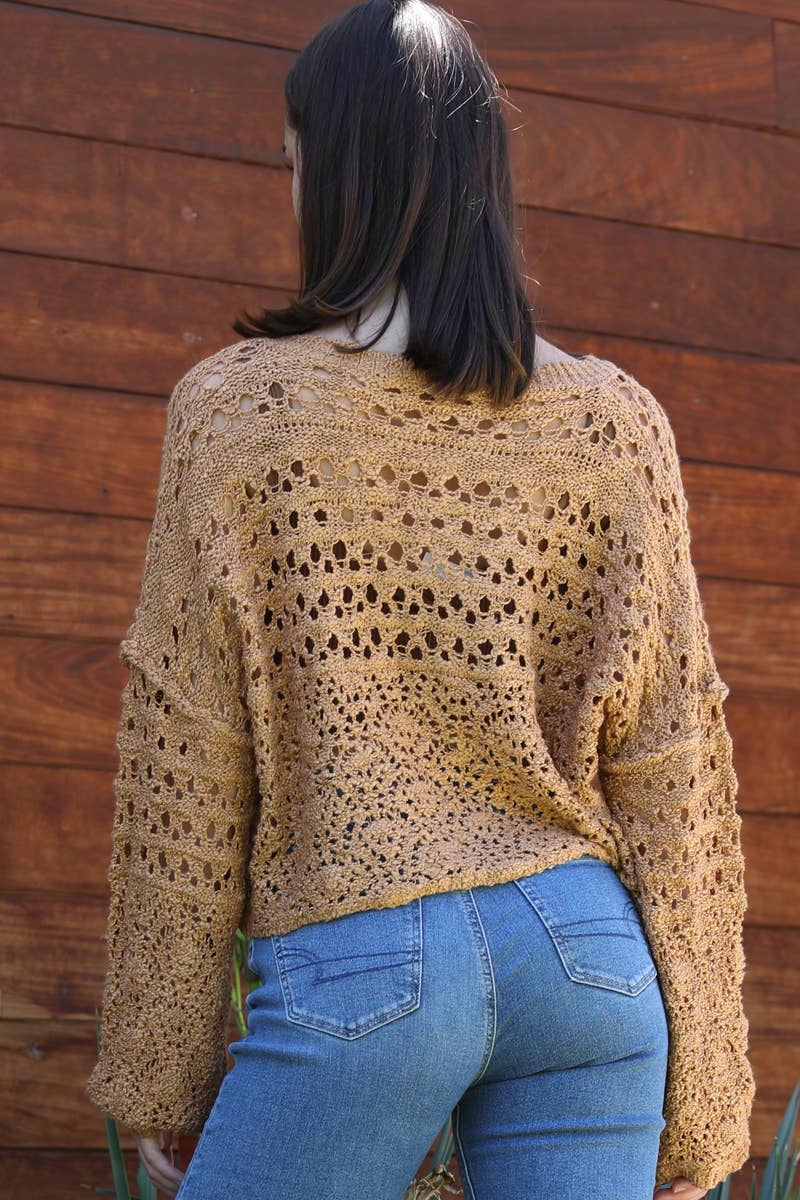 Crochet Knit Pullover Sweater
