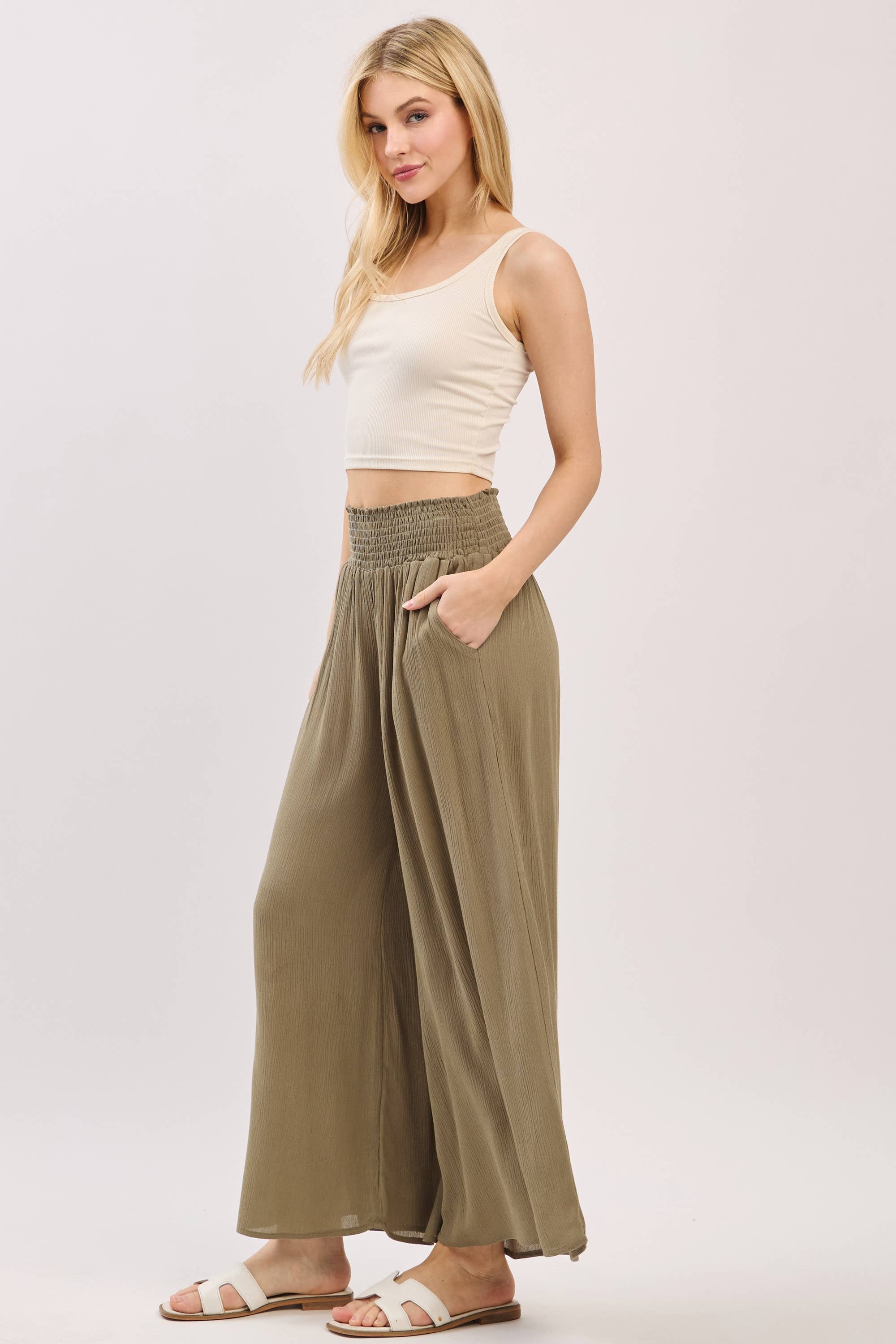 Solid Wide Leg Pants