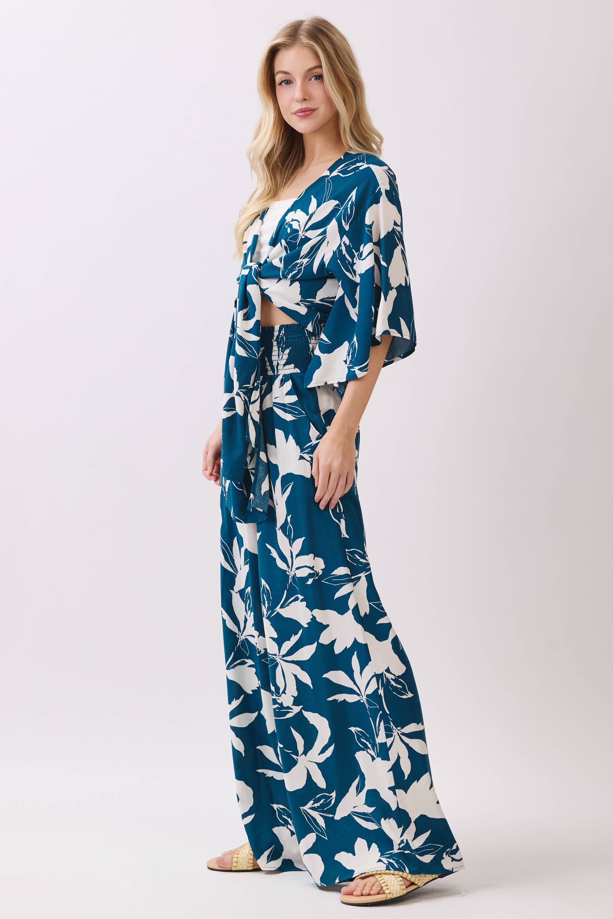 Smocked Waist Wide Leg Pants