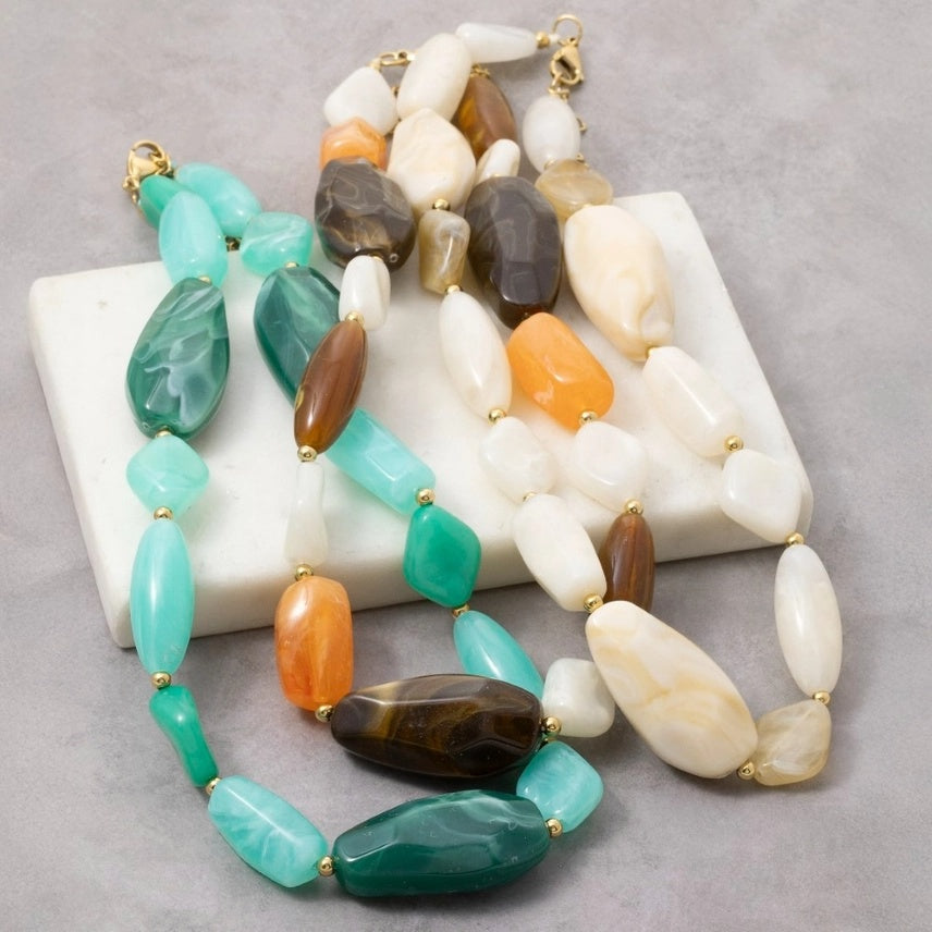 Large Stone Resin Necklace