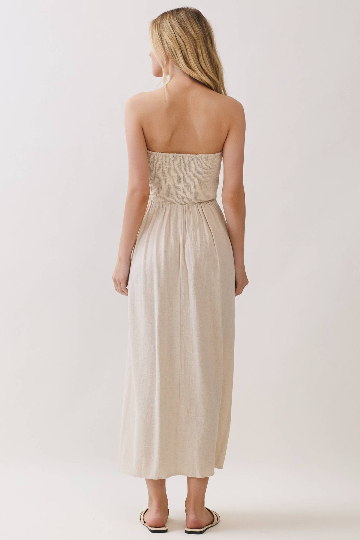 Linen Tube Top Midi Dress