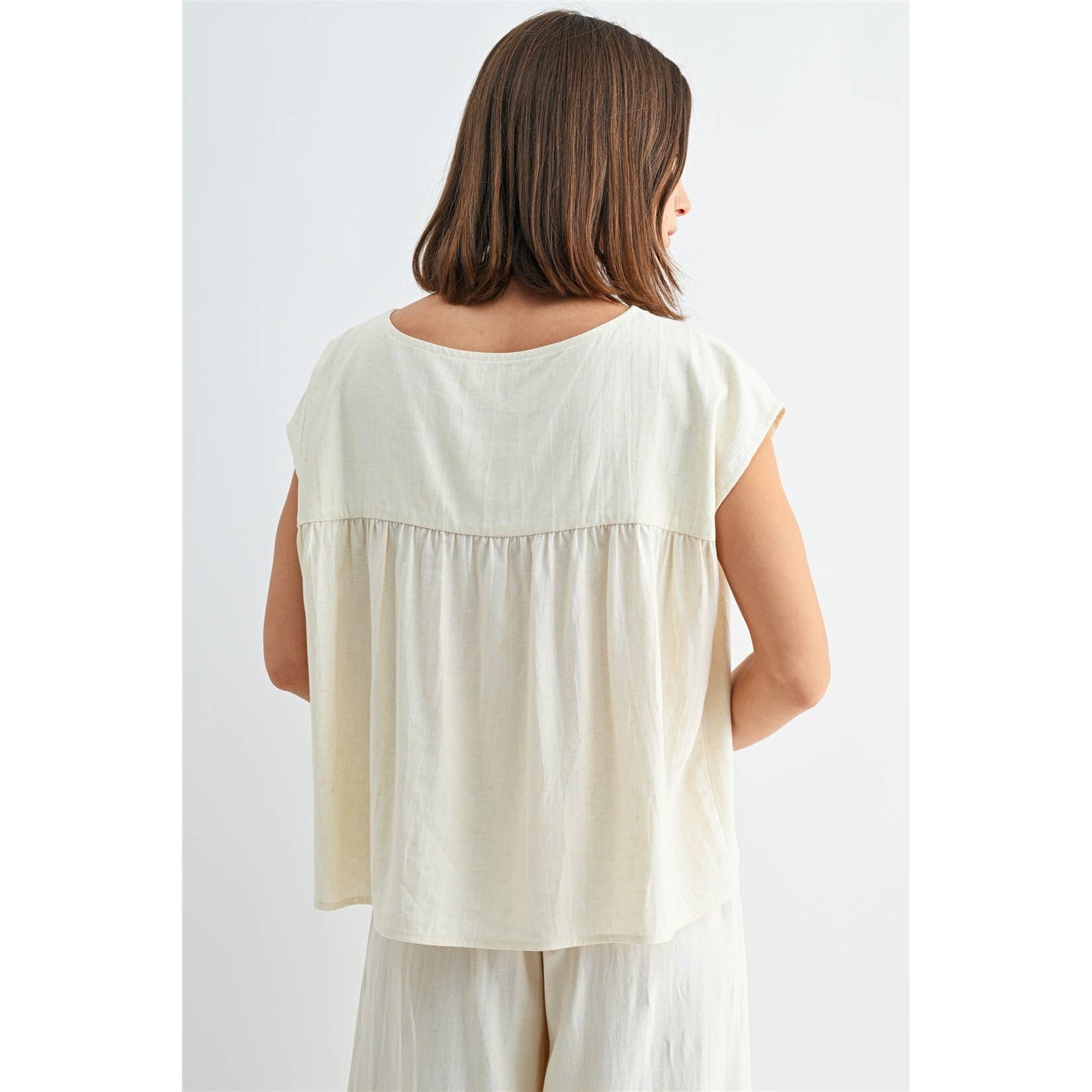 LINEN BLEND WOVEN TOP