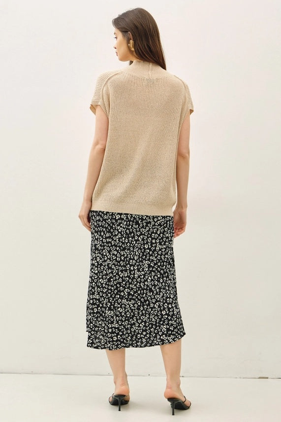 Knit Short Sleeved Open Cardigan