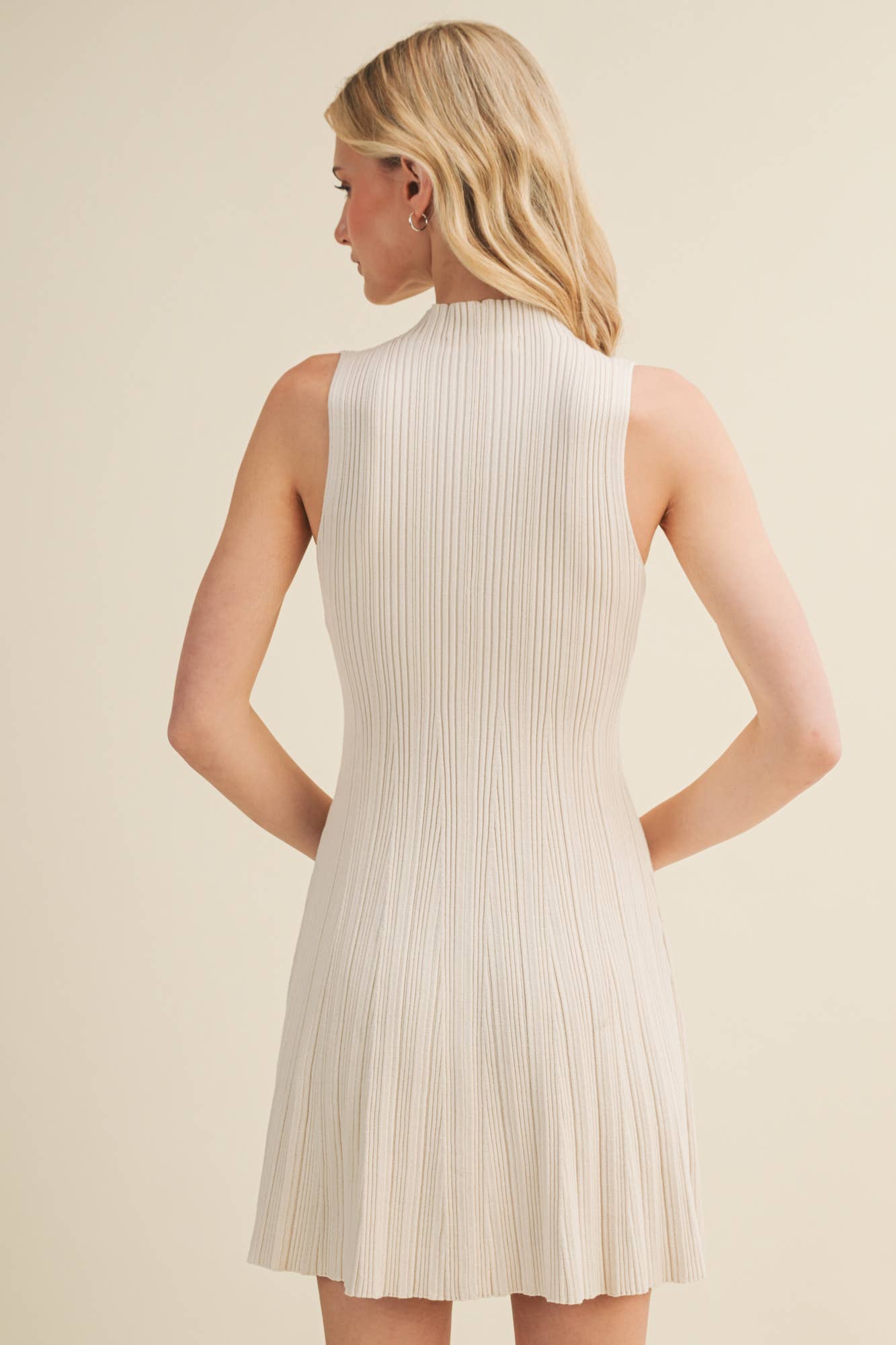 High-Gauge Rib Knit Fit-and-Flare Dress