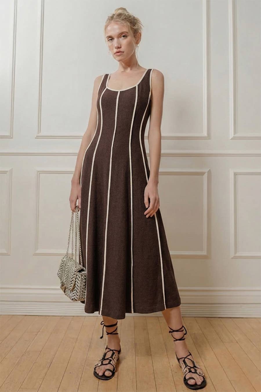 Linen Stripe Midi Dress