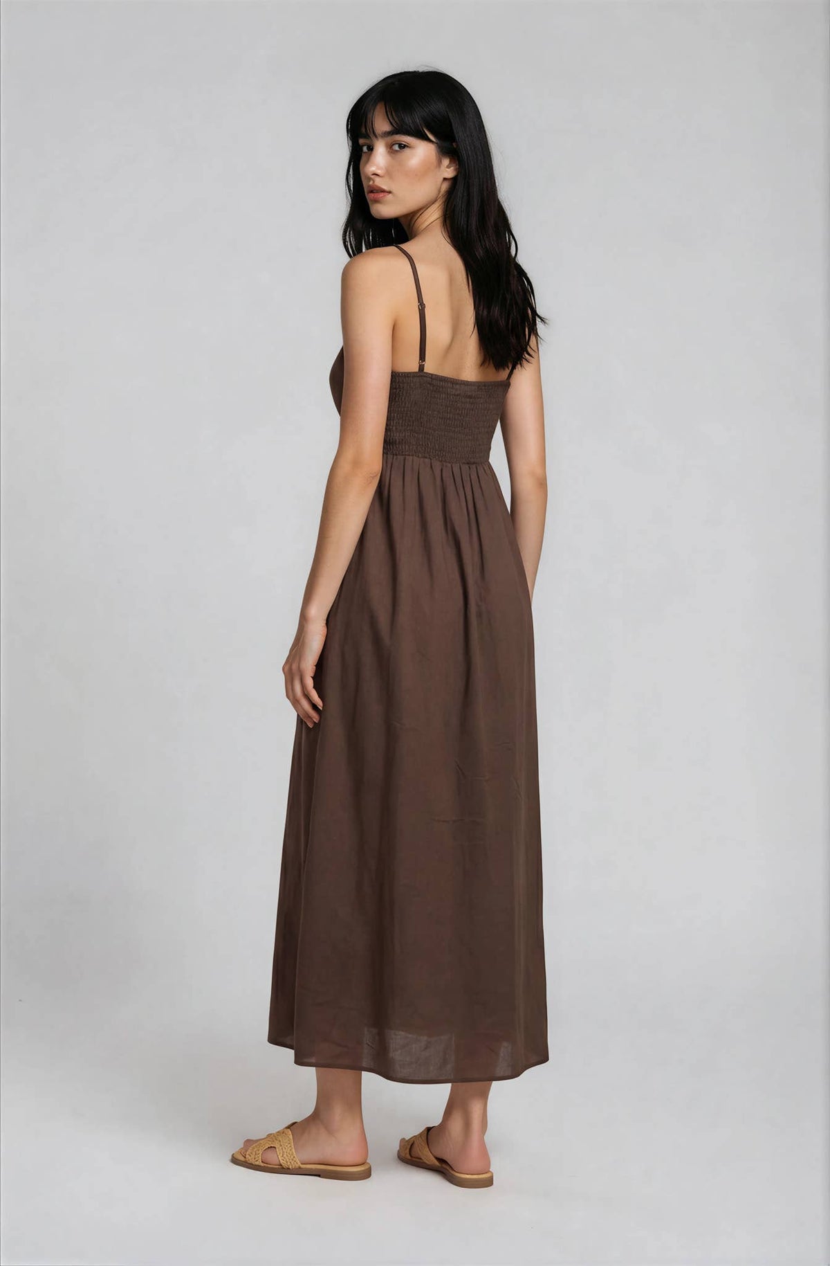 Pintuck Detail Midi Sundress