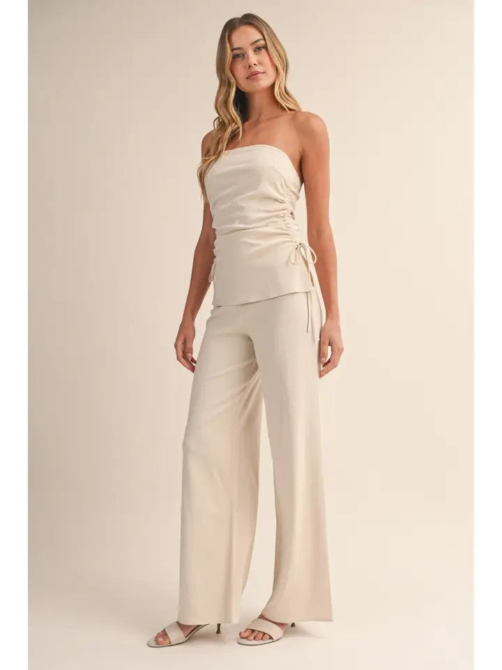 Ruche Tube Top and Wide Leg Pant Set (sold separately)