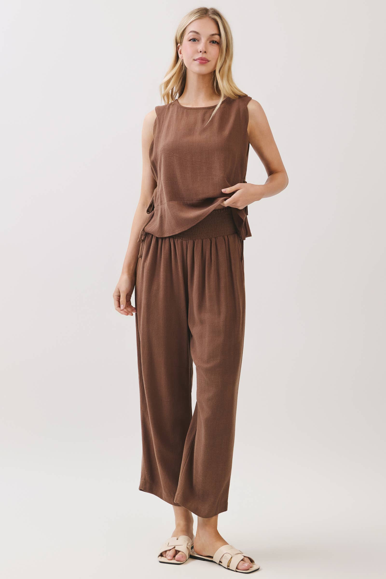 Smocked Waist Barrel Pants