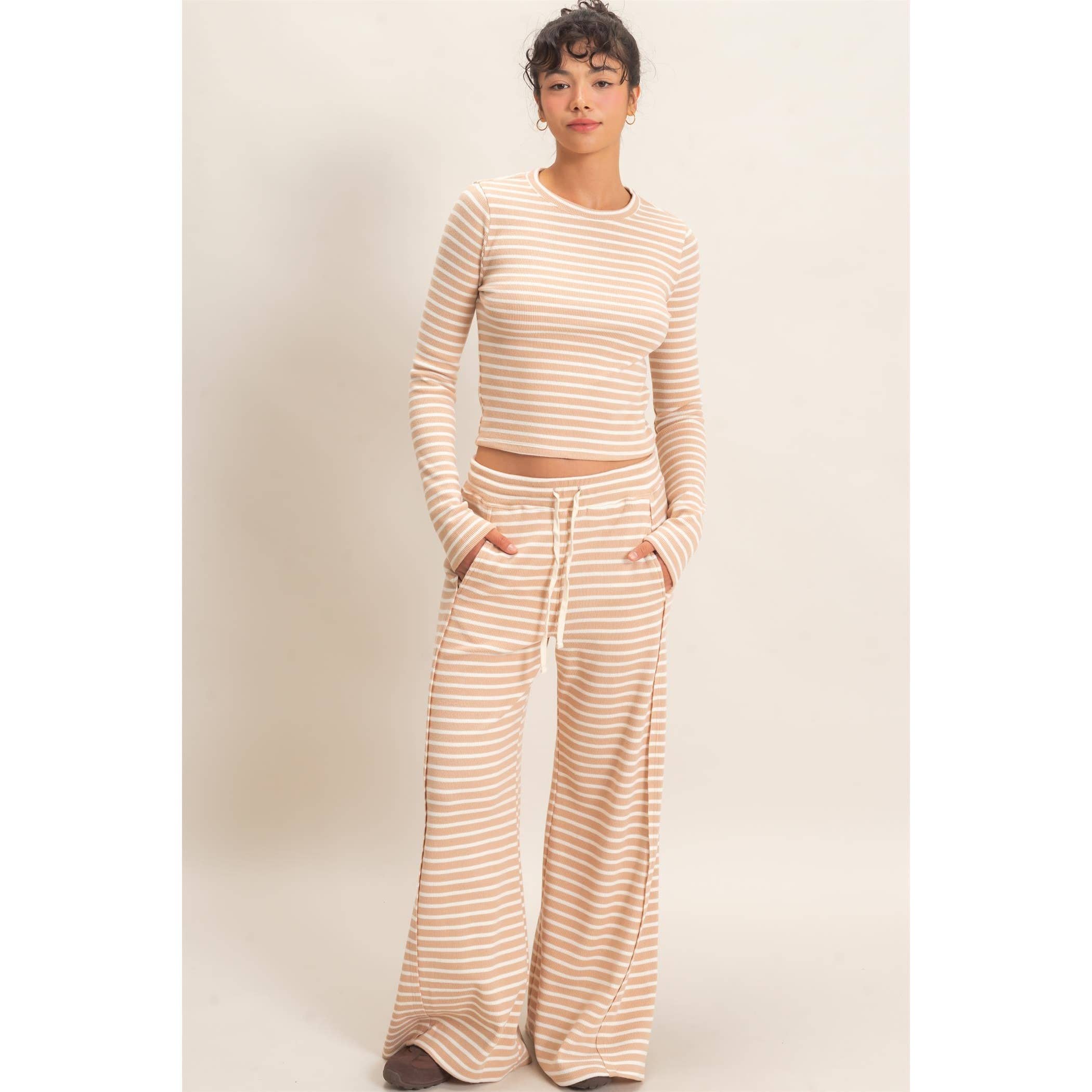 Striped Waffle Long Sleeve Top & Pants Set (sold separately)