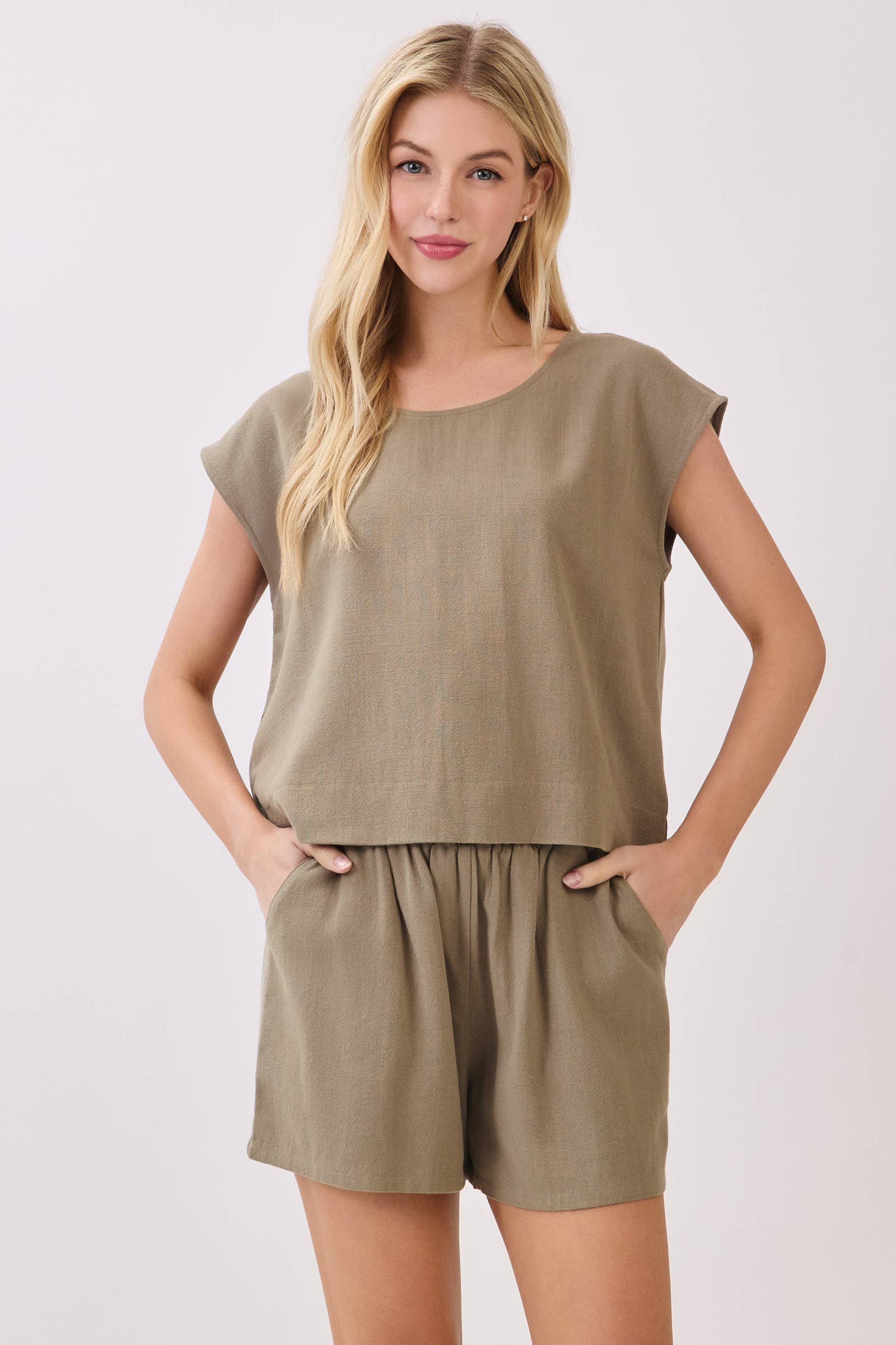 Woven Extended Sleeve Boxy Top