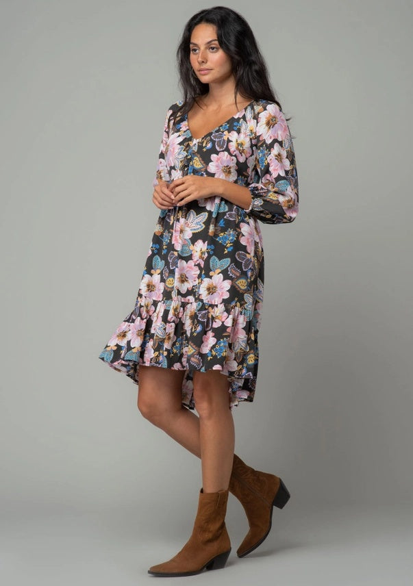Floral 3/4 Sleeve Dress (FINAL SALE)