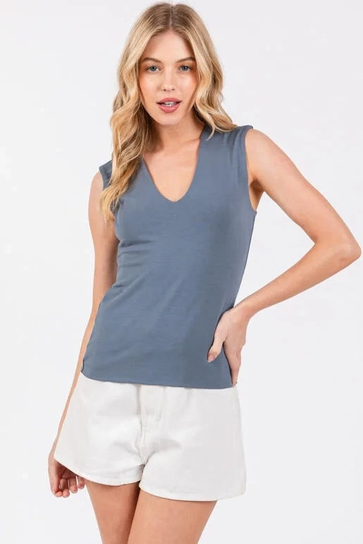 Cotton V Neck Double Layer Top