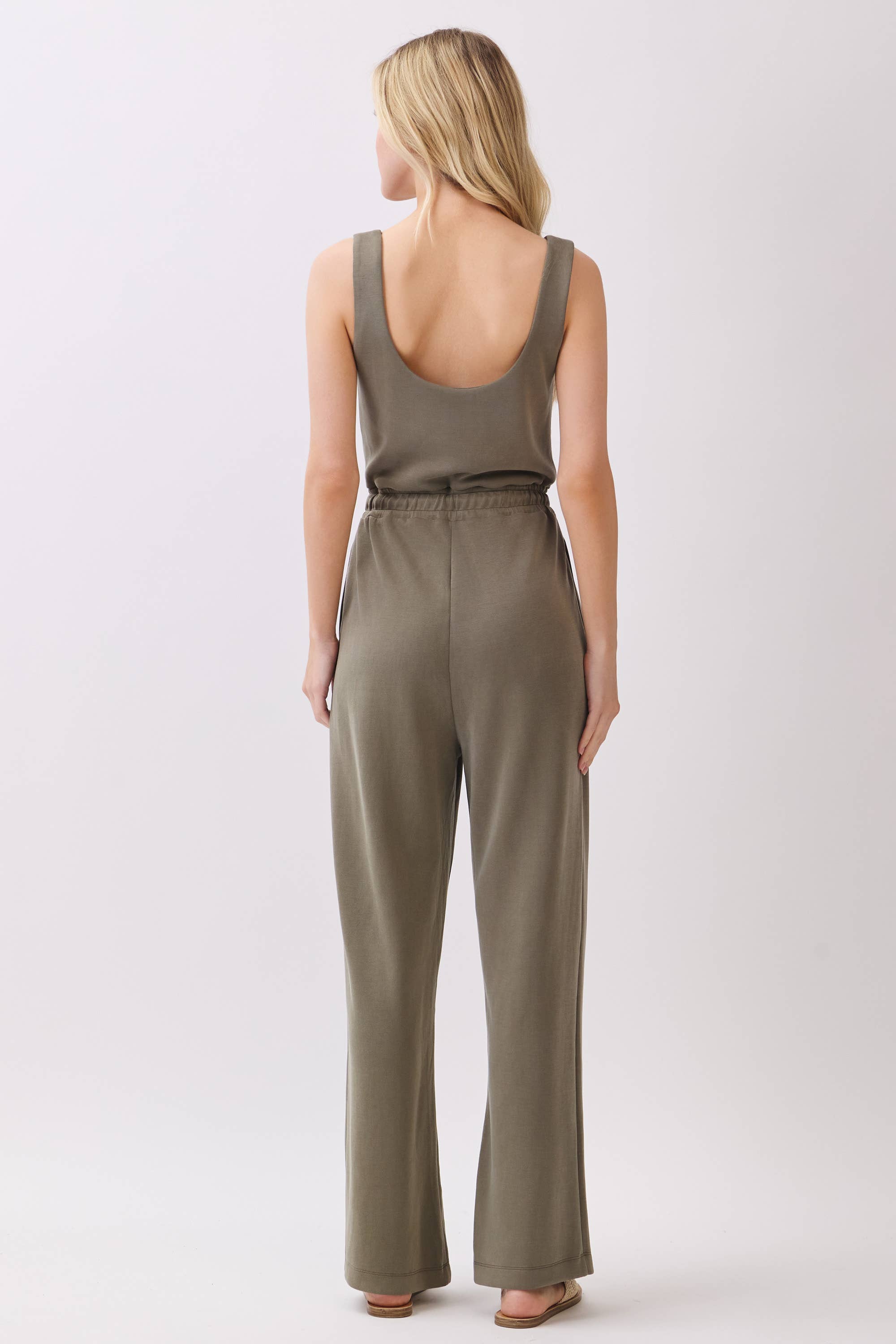 U Back Tie Waist Jumpsuit