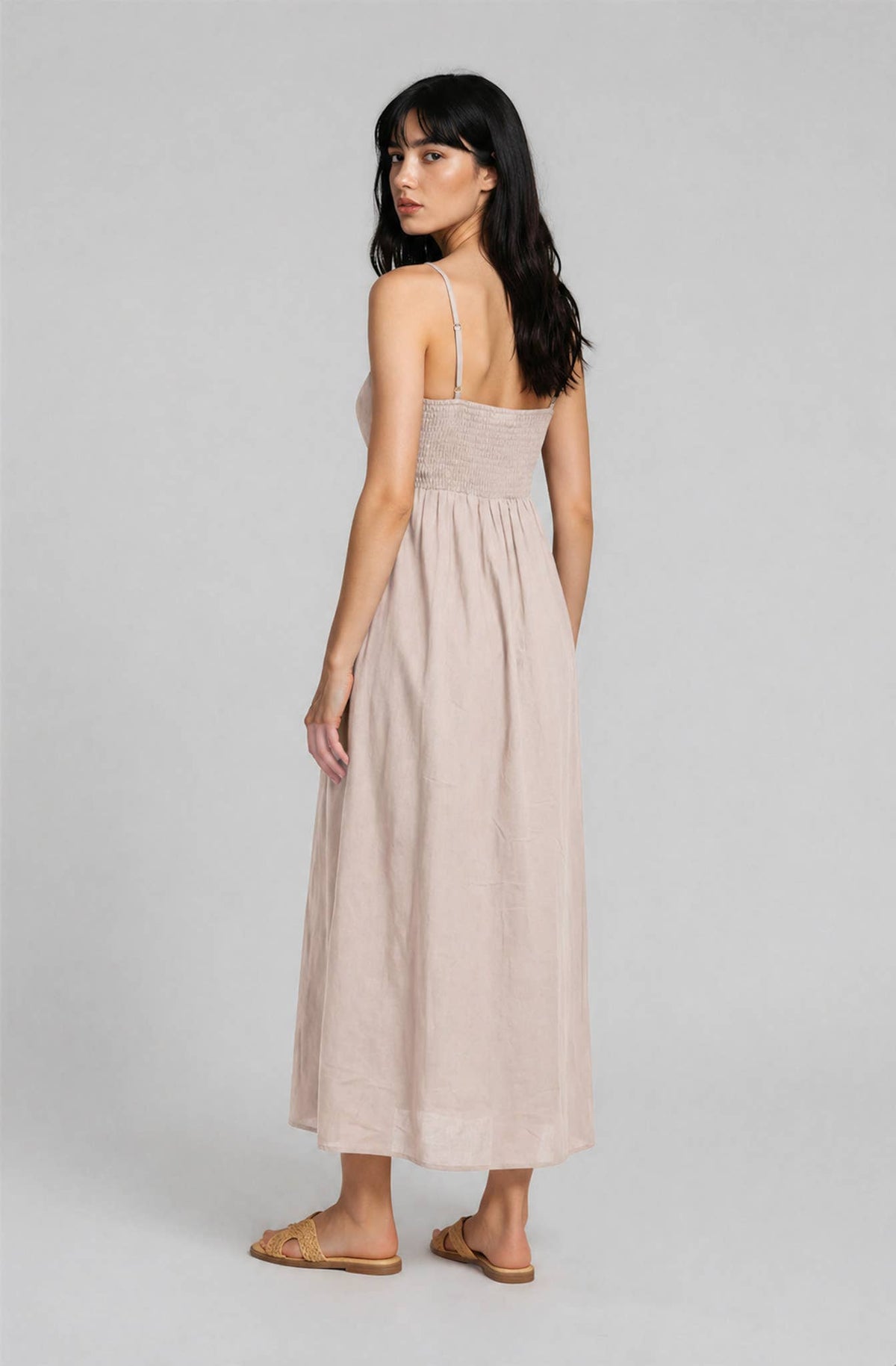 Pintuck Detail Midi Sundress