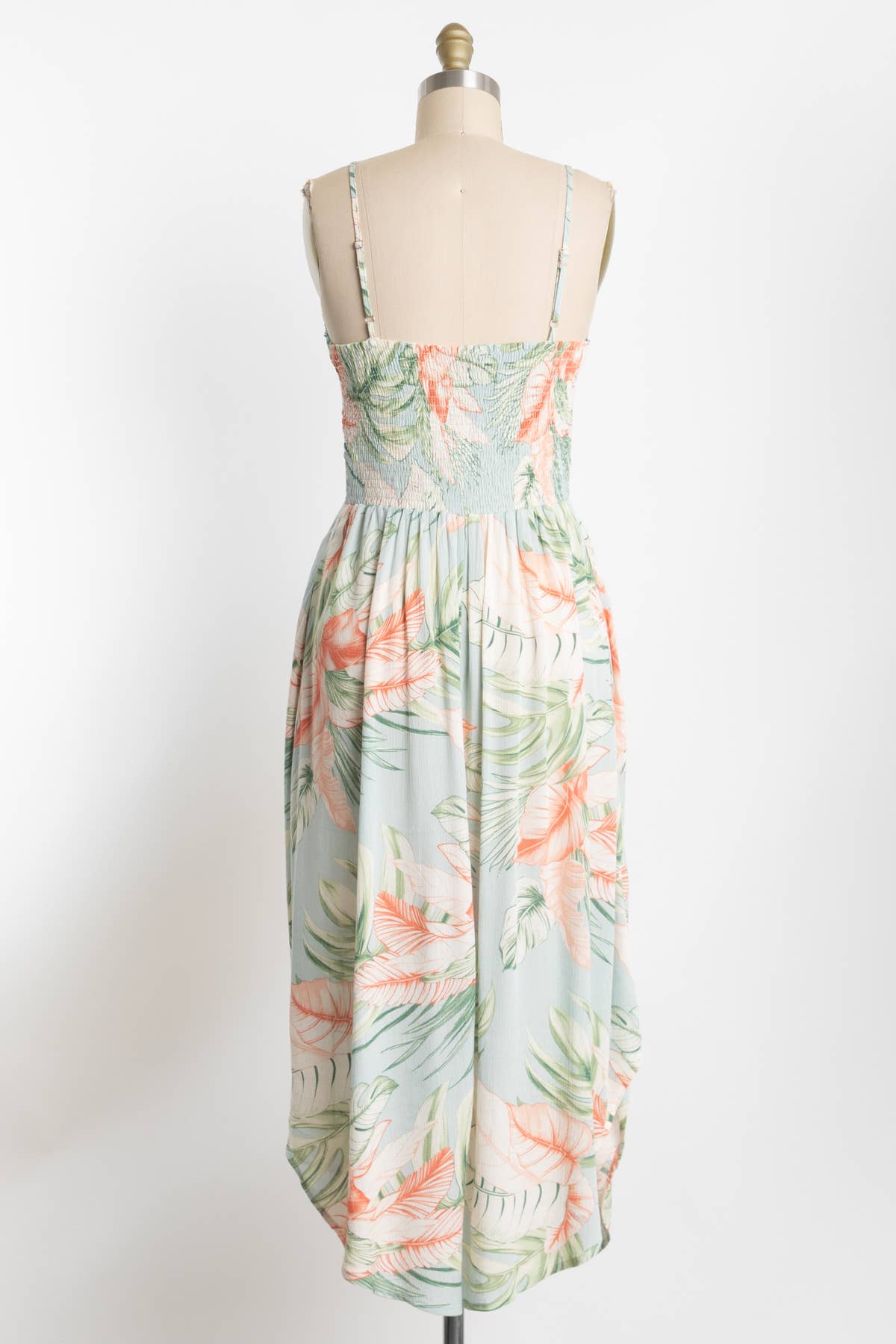 Tropical Ruche Bodice Midi Dress
