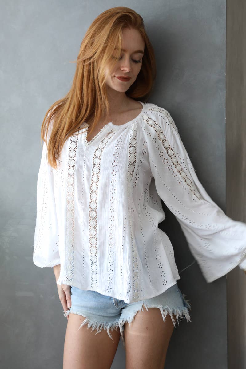 Lace Flare Sleeve Top