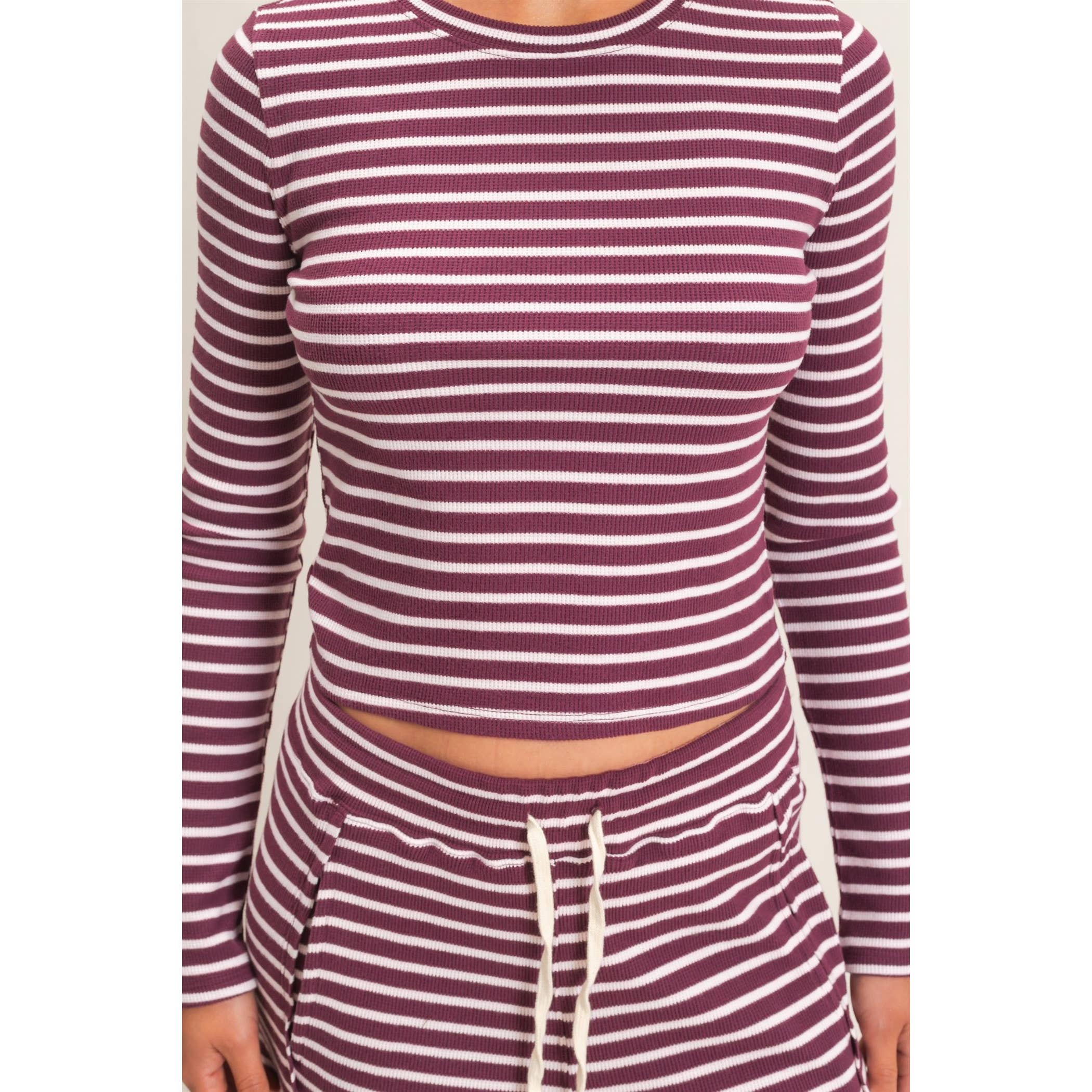 Striped Waffle Long Sleeve Top & Pants Set (sold separately)