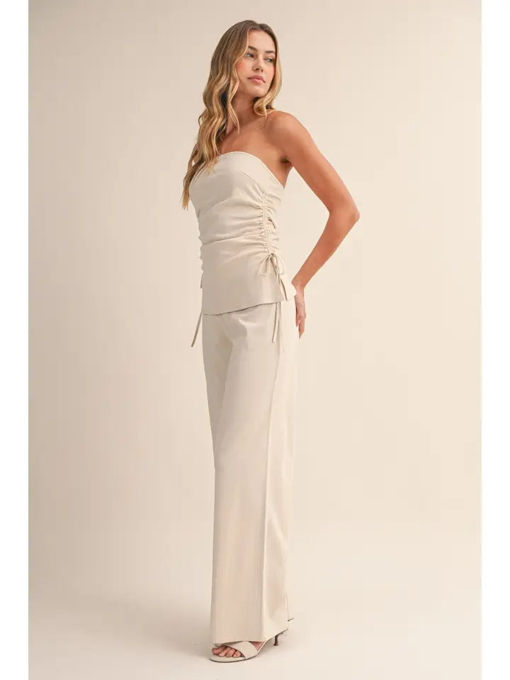 Ruche Tube Top and Wide Leg Pant Set (sold separately)