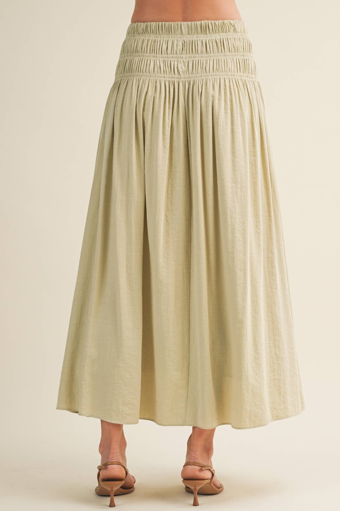 Smocked Waistband A-Line Maxi Skirt