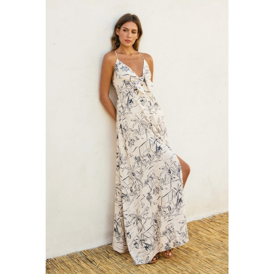 Tropical Island Print Maxi Dress