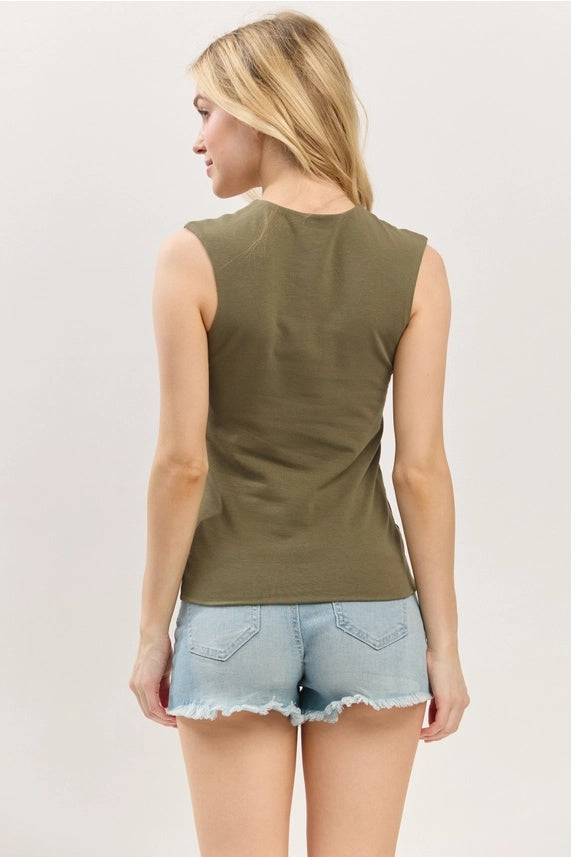Cotton V Neck Double Layer Top