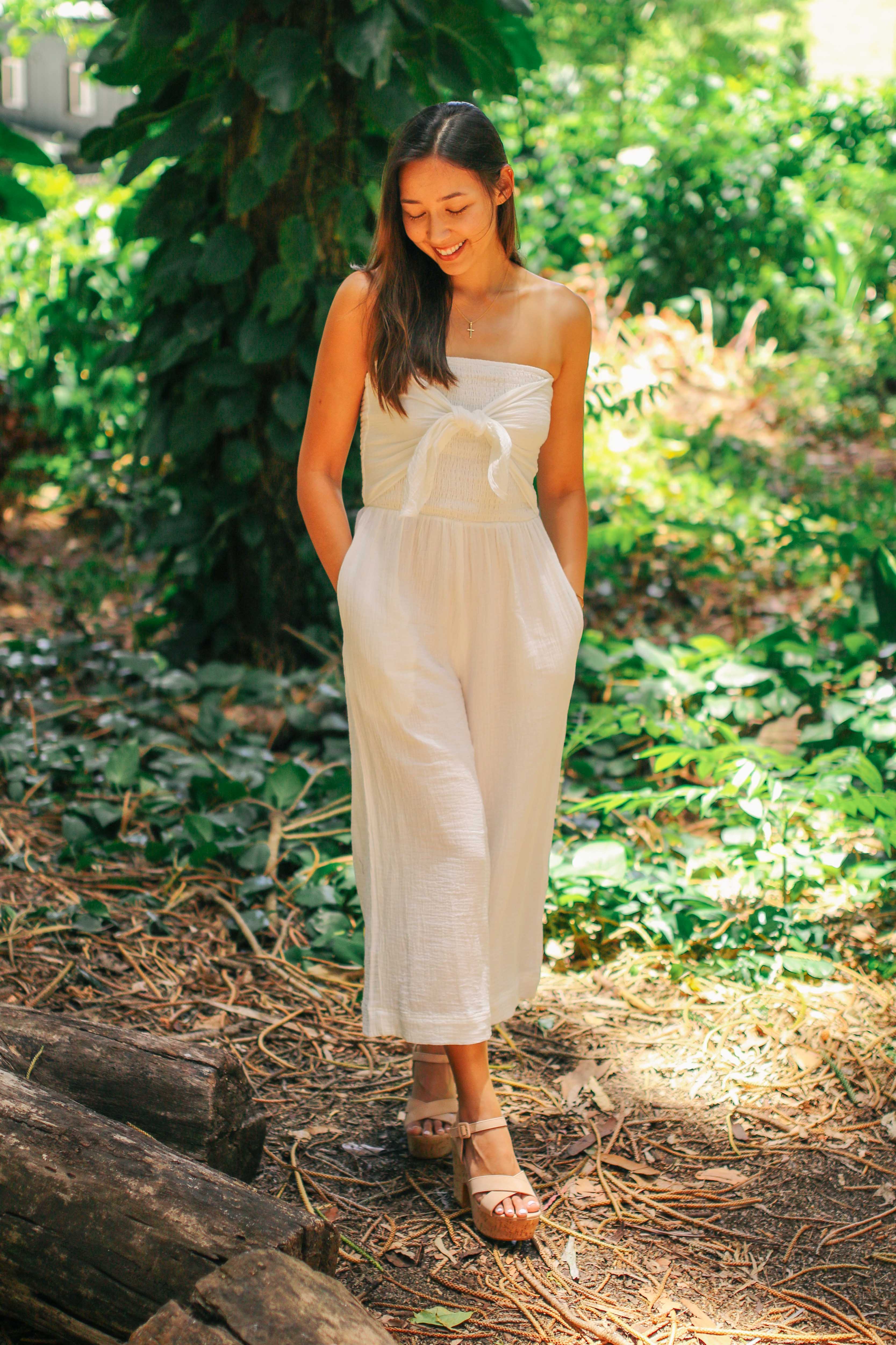 Gauze Tie Bodice Jumpsuit