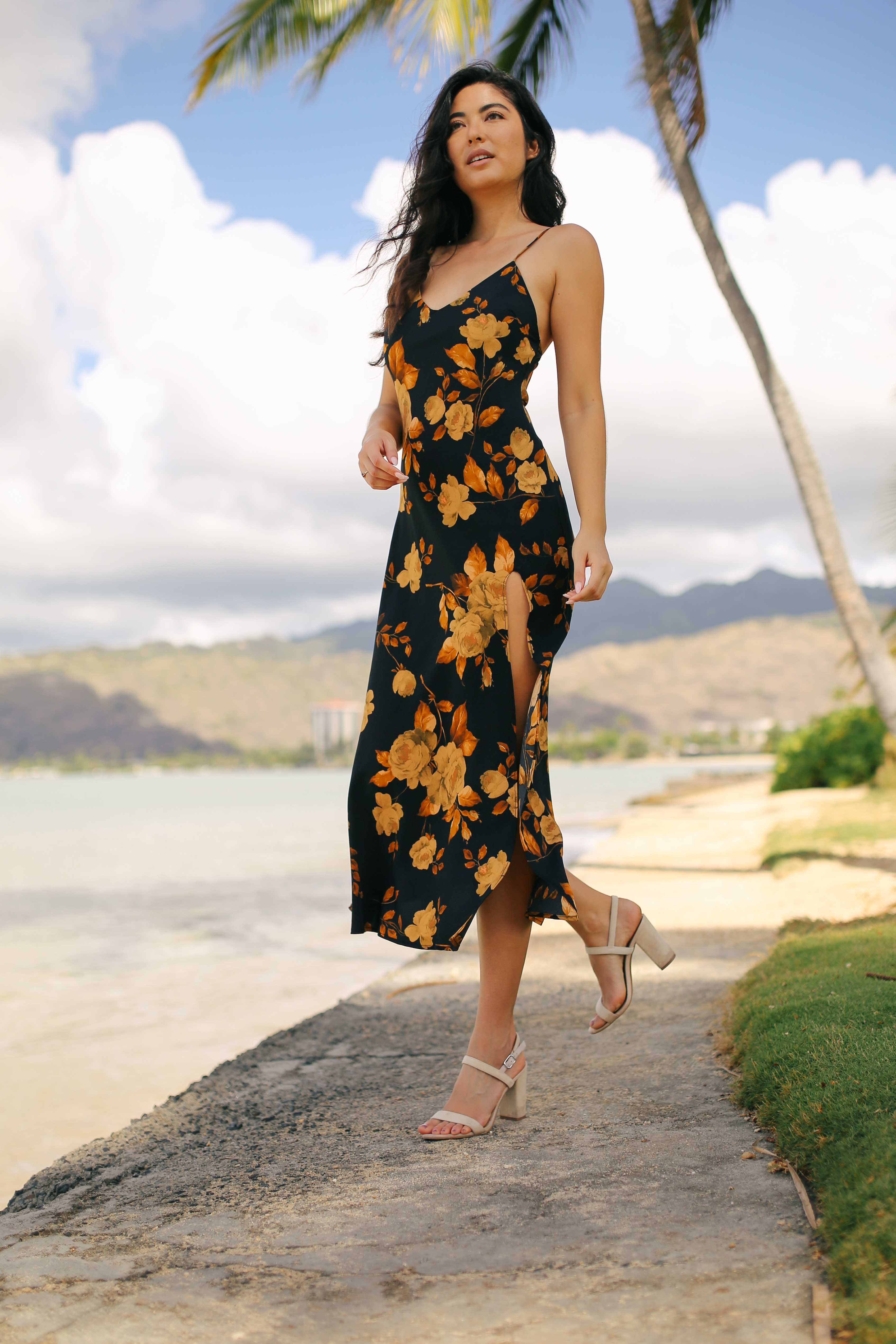 Fall Floral Midi Dress