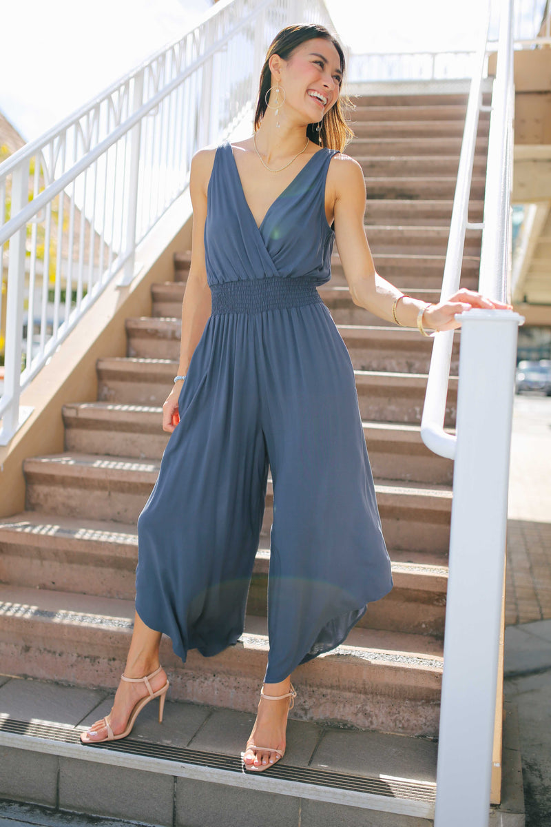 Smock Waist Jumpsuit (4 colors)