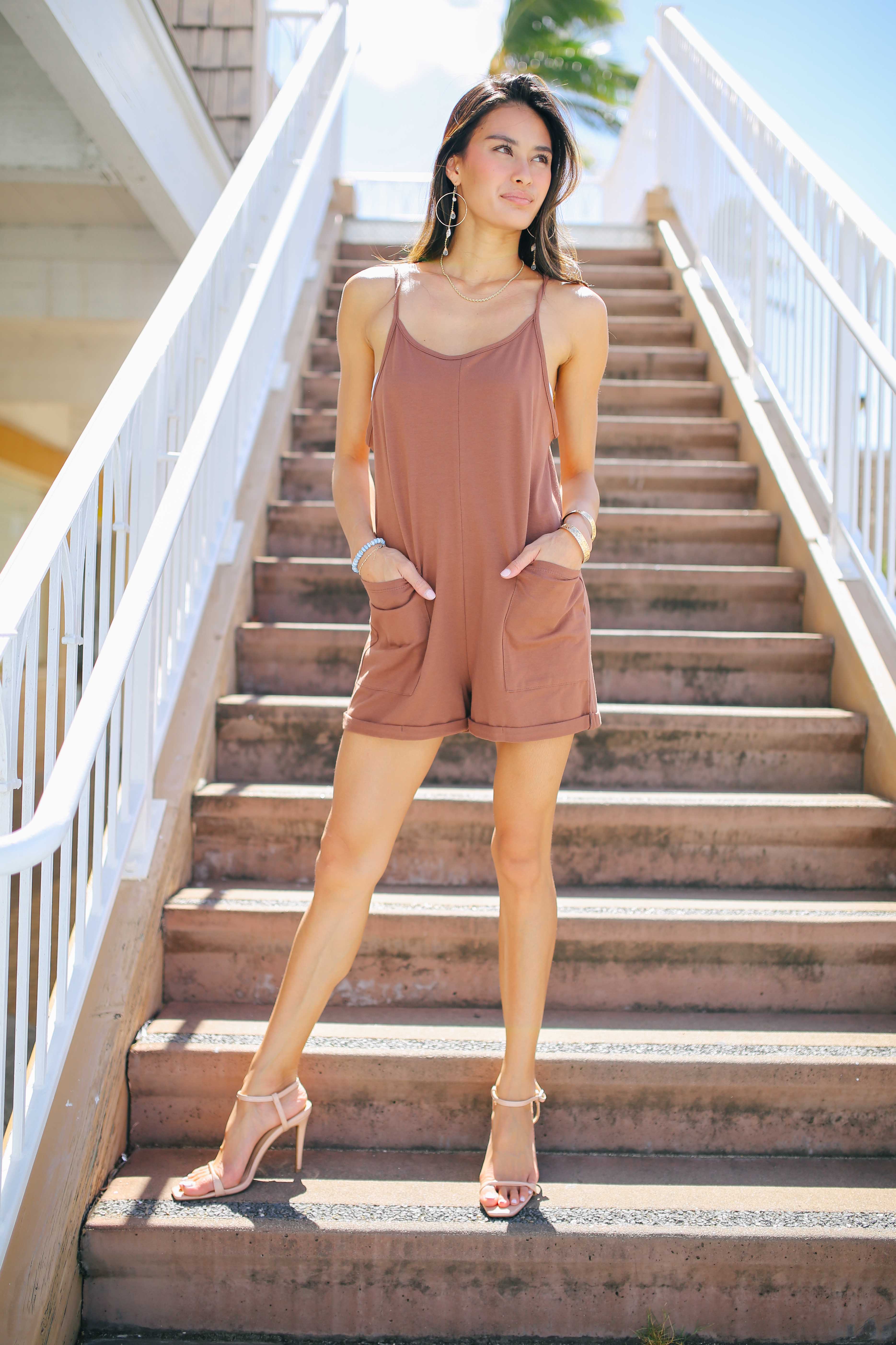 Patch Pocket Lounge Romper (OLIVE, BLACK, OATMEAL RESTOCK)