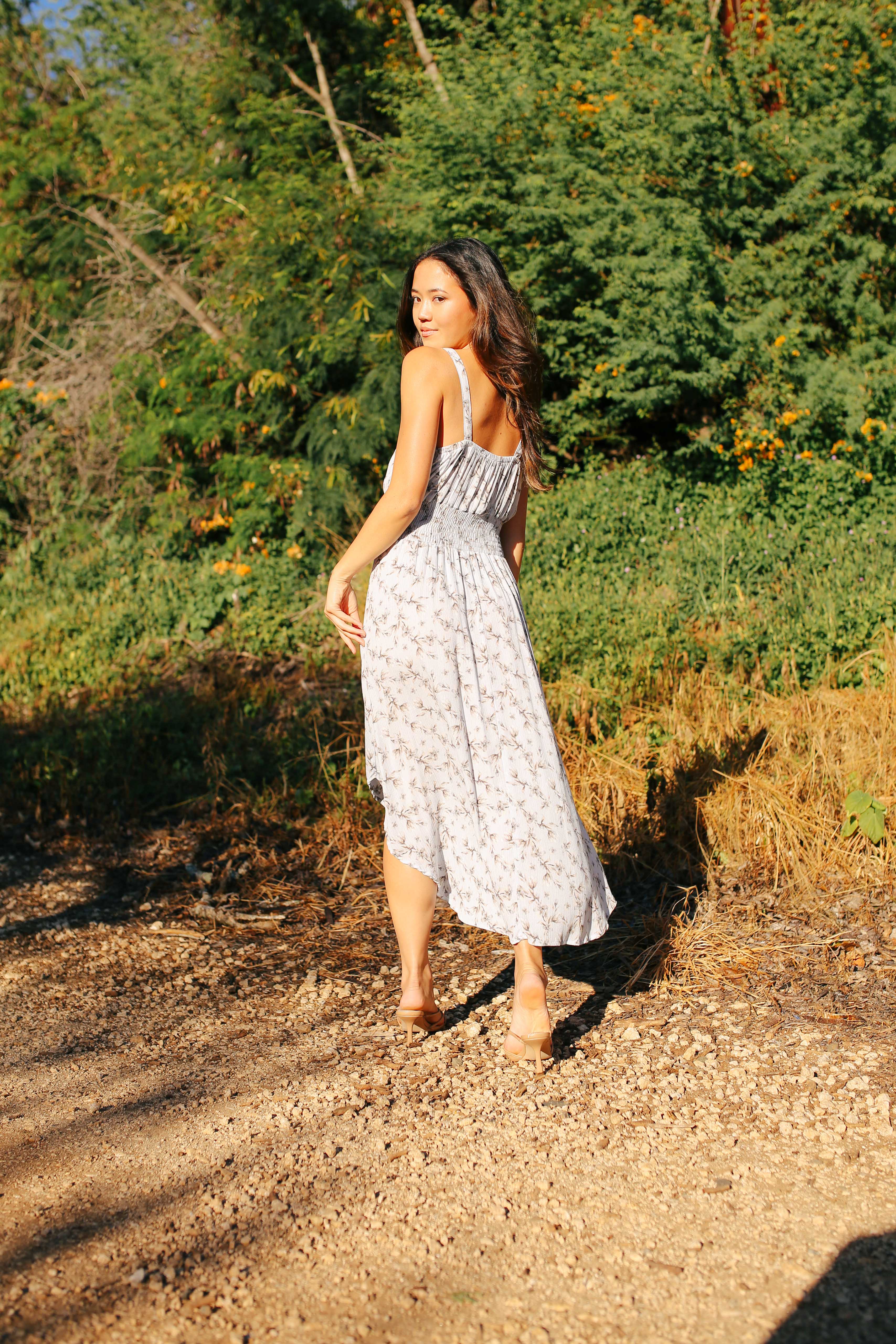 Sweet Floral Curve Hem Midi Dress (FINAL SALE)