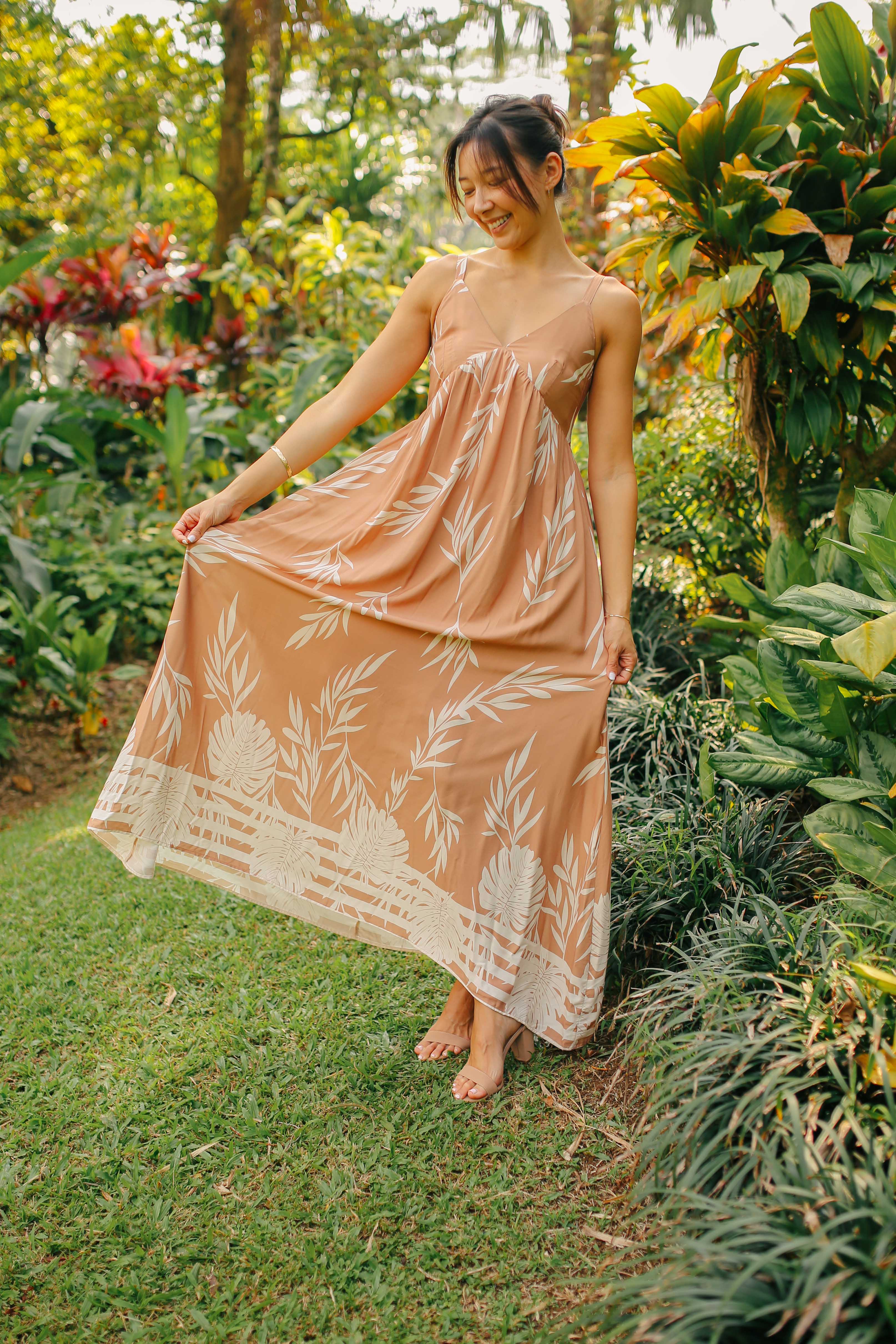 Bamboo Border Print Maxi Dress