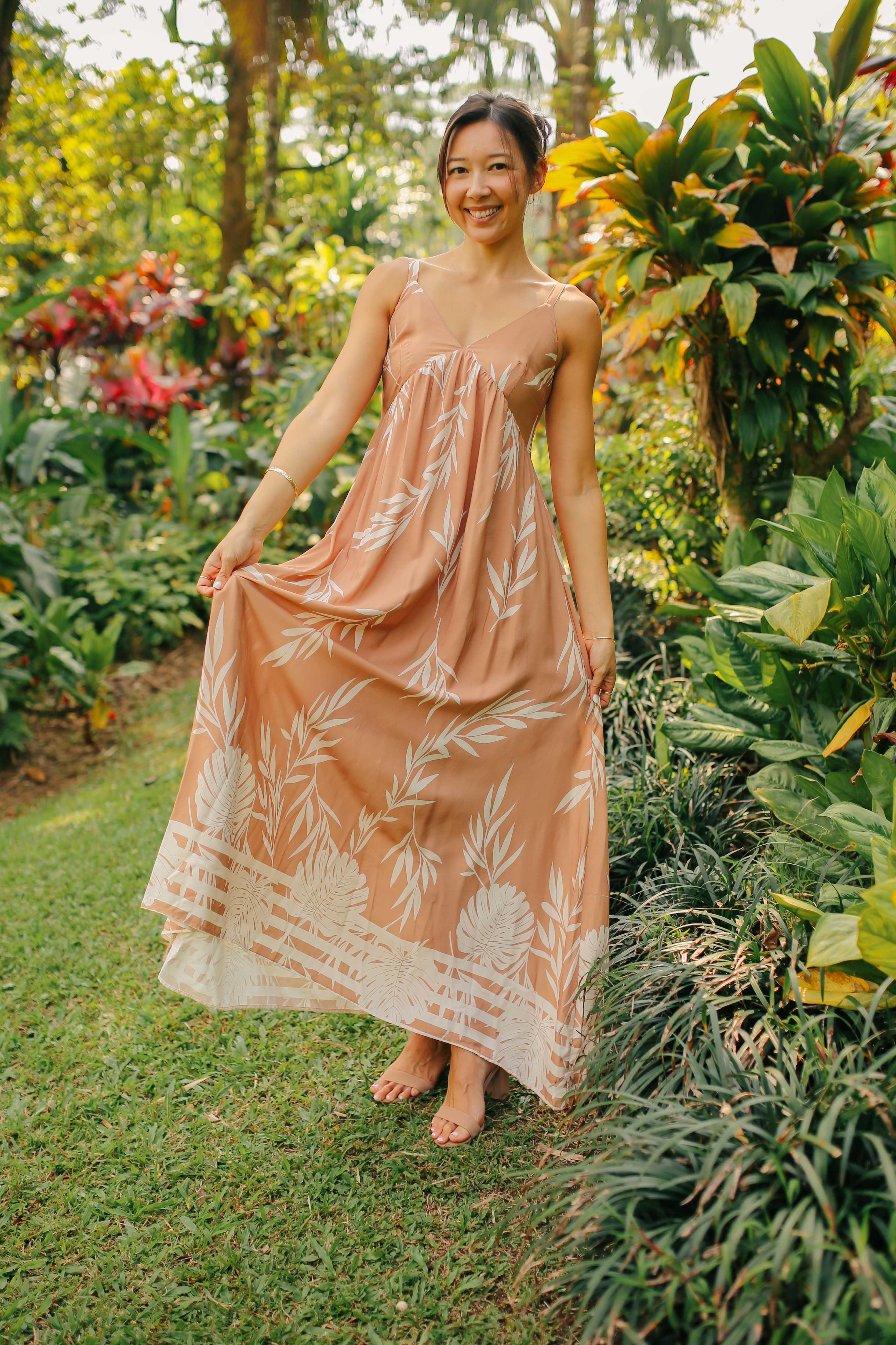 Bamboo Border Print Maxi Dress