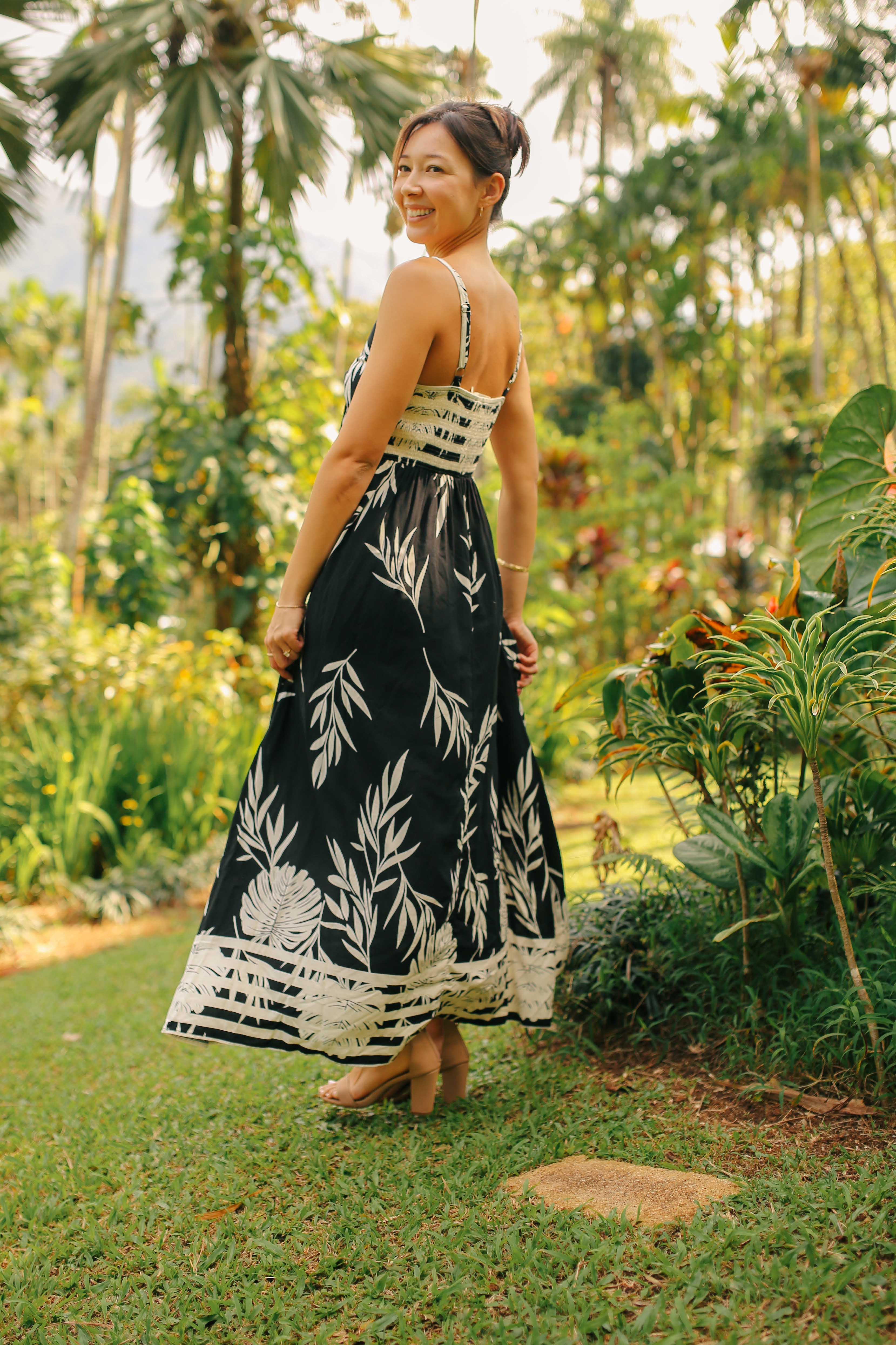 Bamboo Border Print Maxi Dress