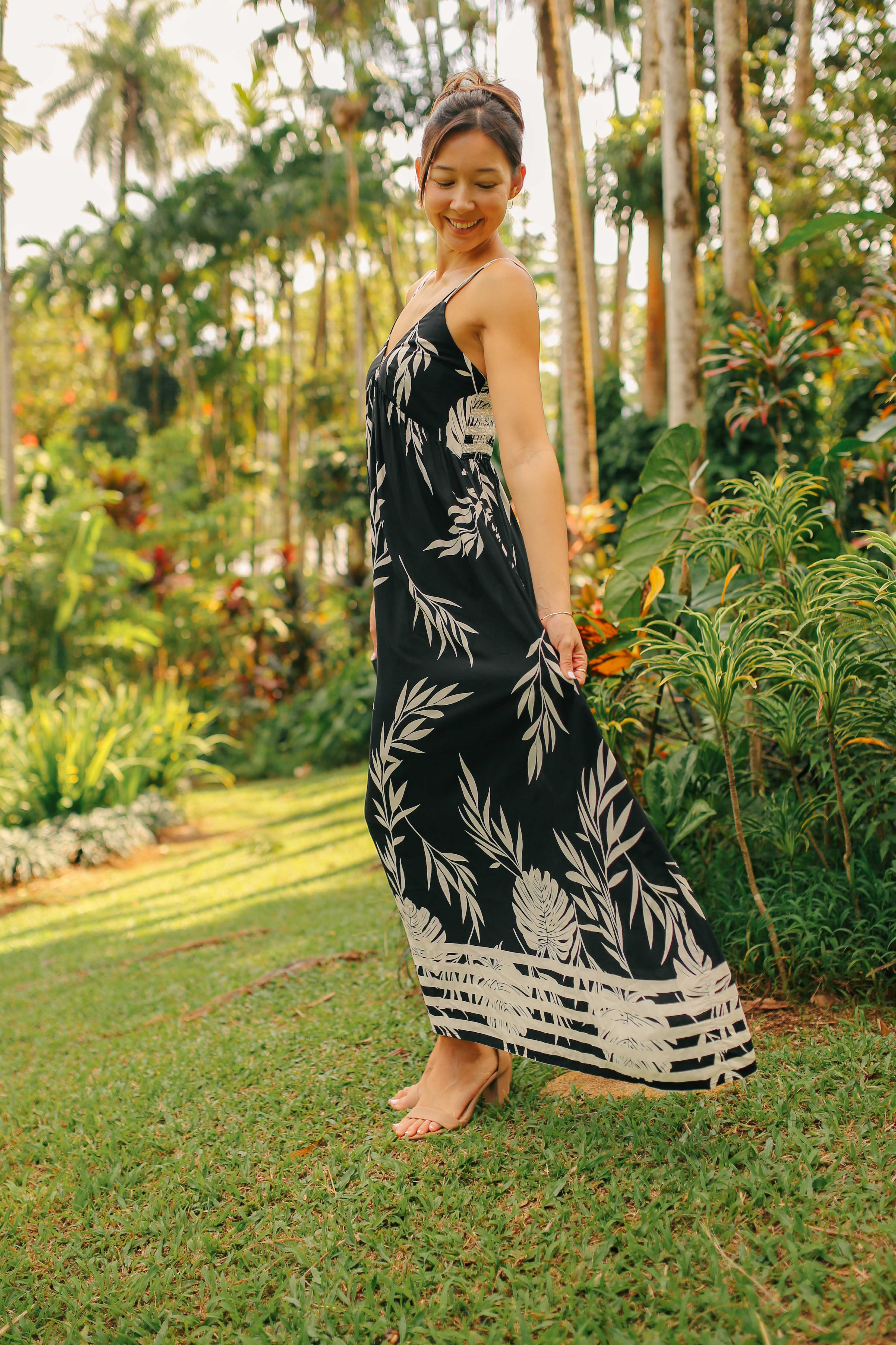 Bamboo Border Print Maxi Dress