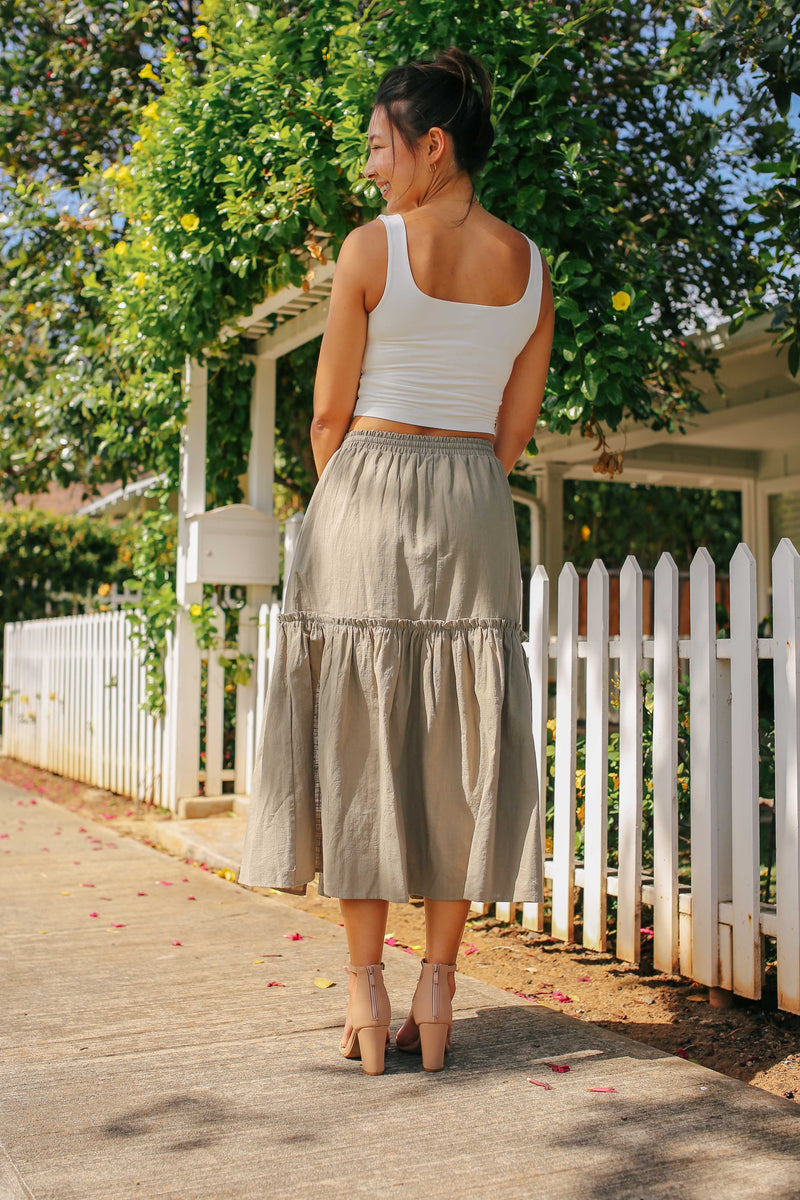 Tiered Midi Skirt with Slit (2 colors)