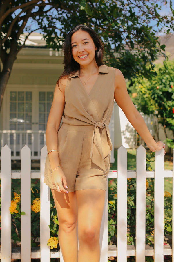 Collared Side Tie Romper (2 colors)
