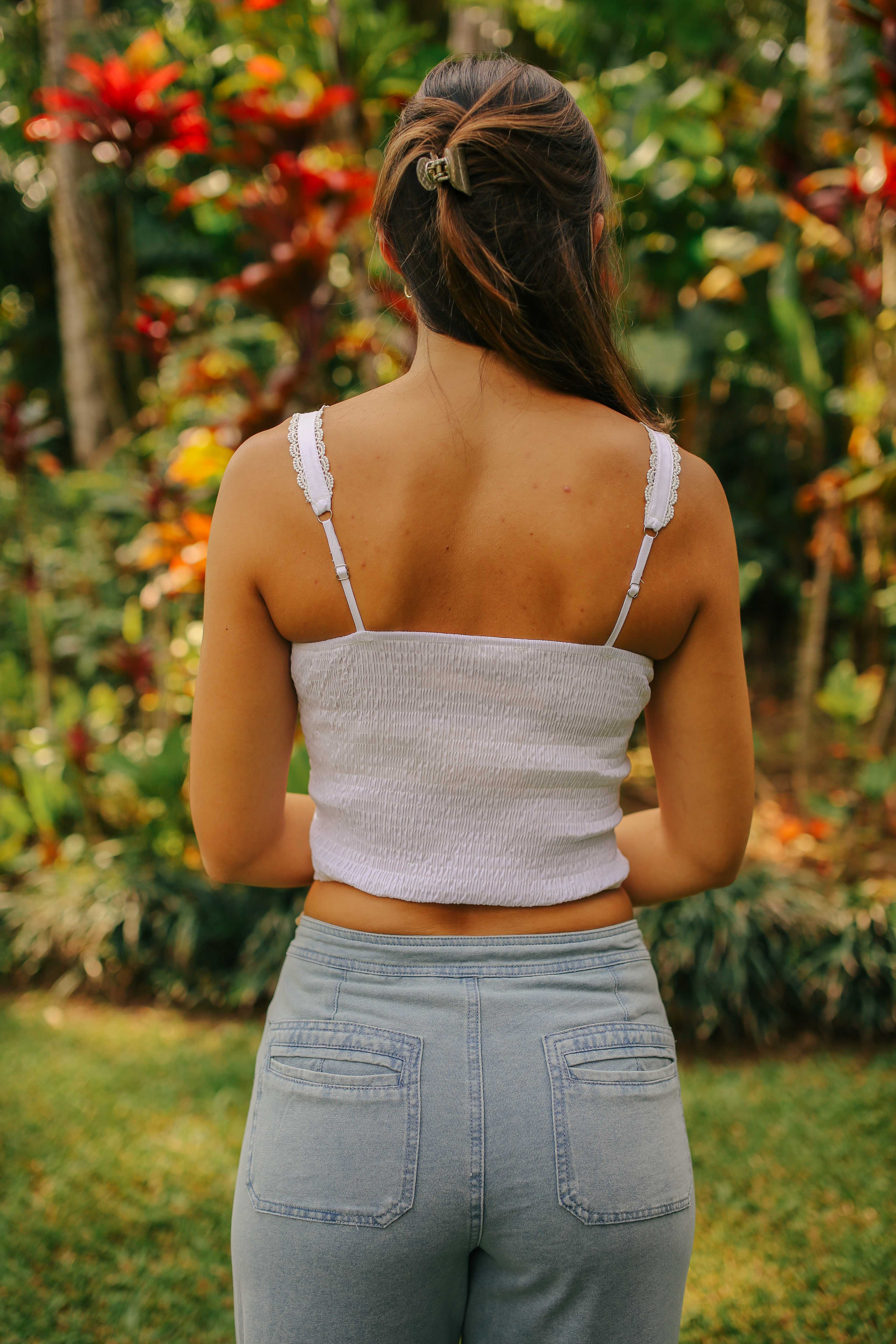 Lace Tie Front Bustier Top