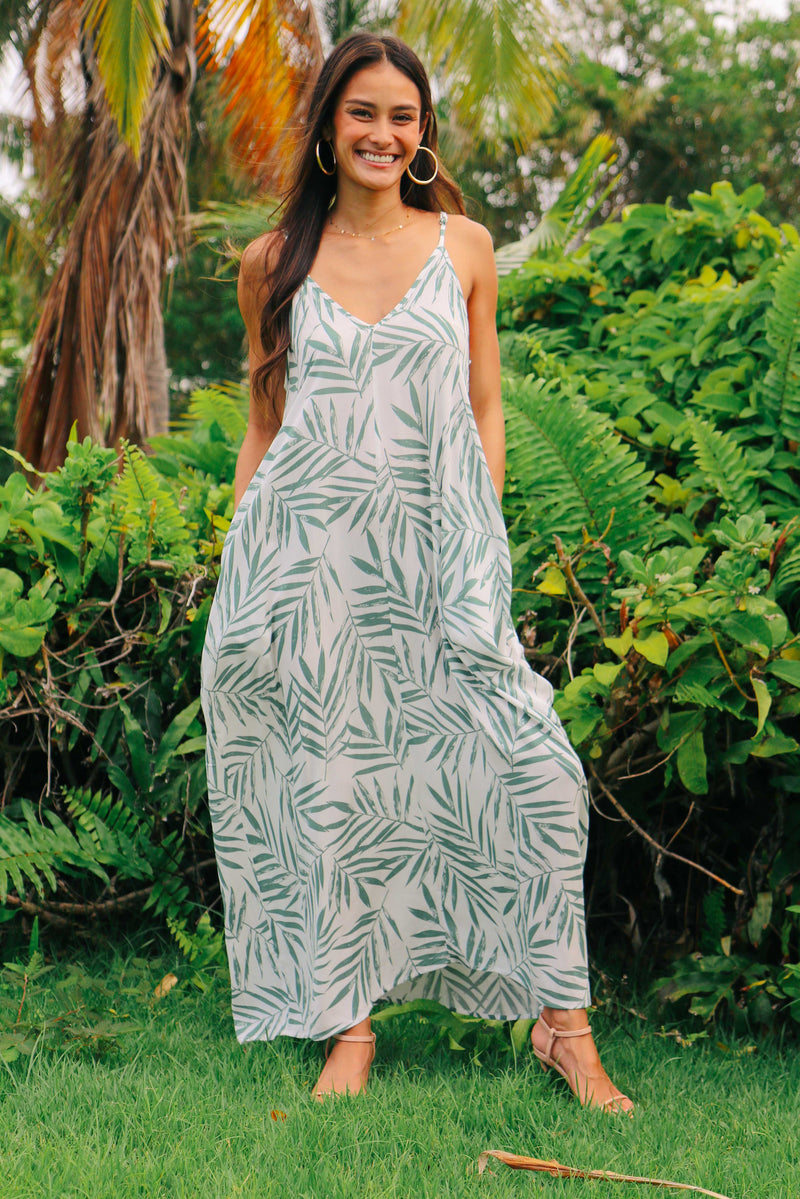Leaf Print Oversize Maxi Dress