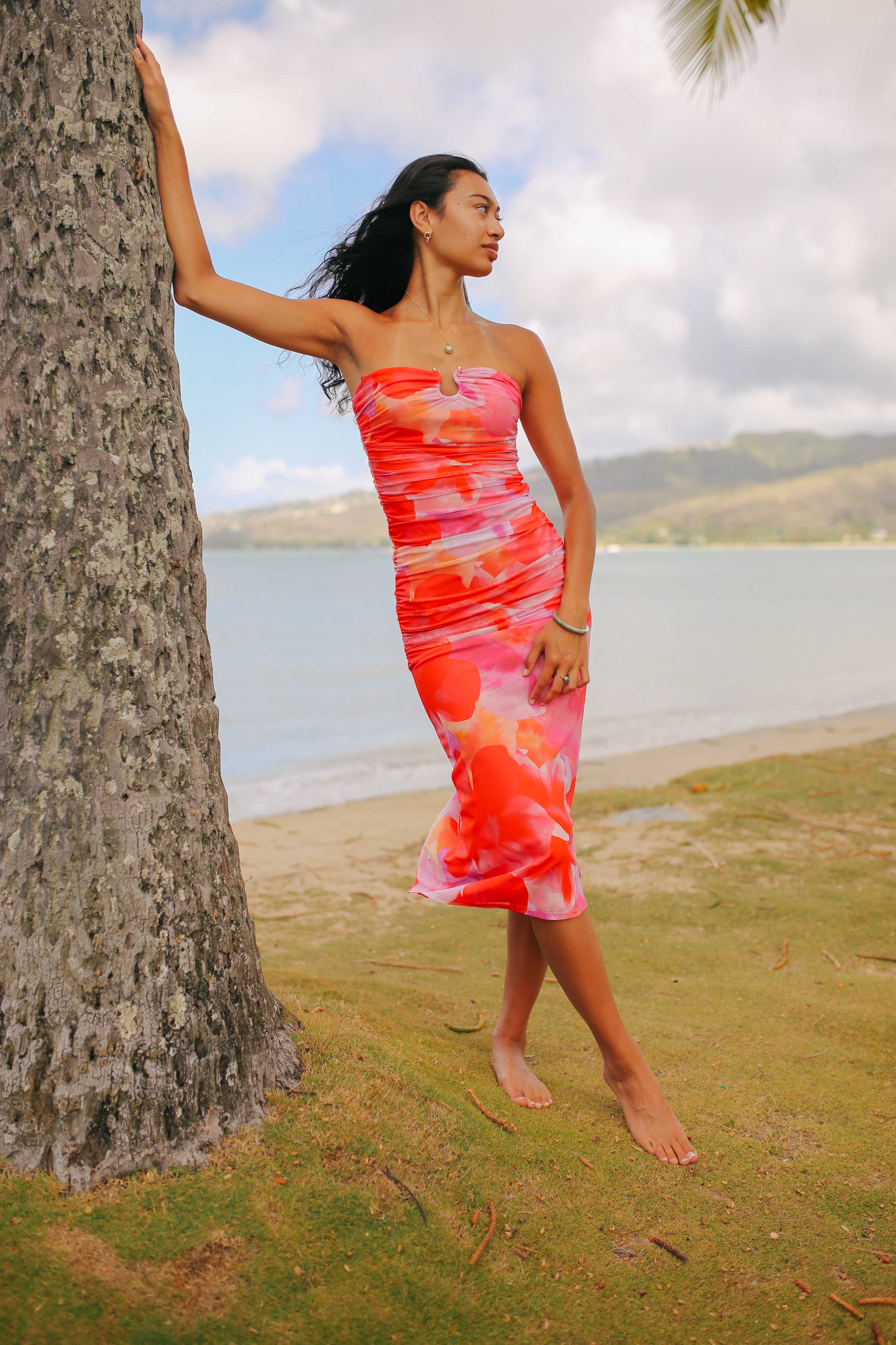Ruche U Ring Maxi Dress