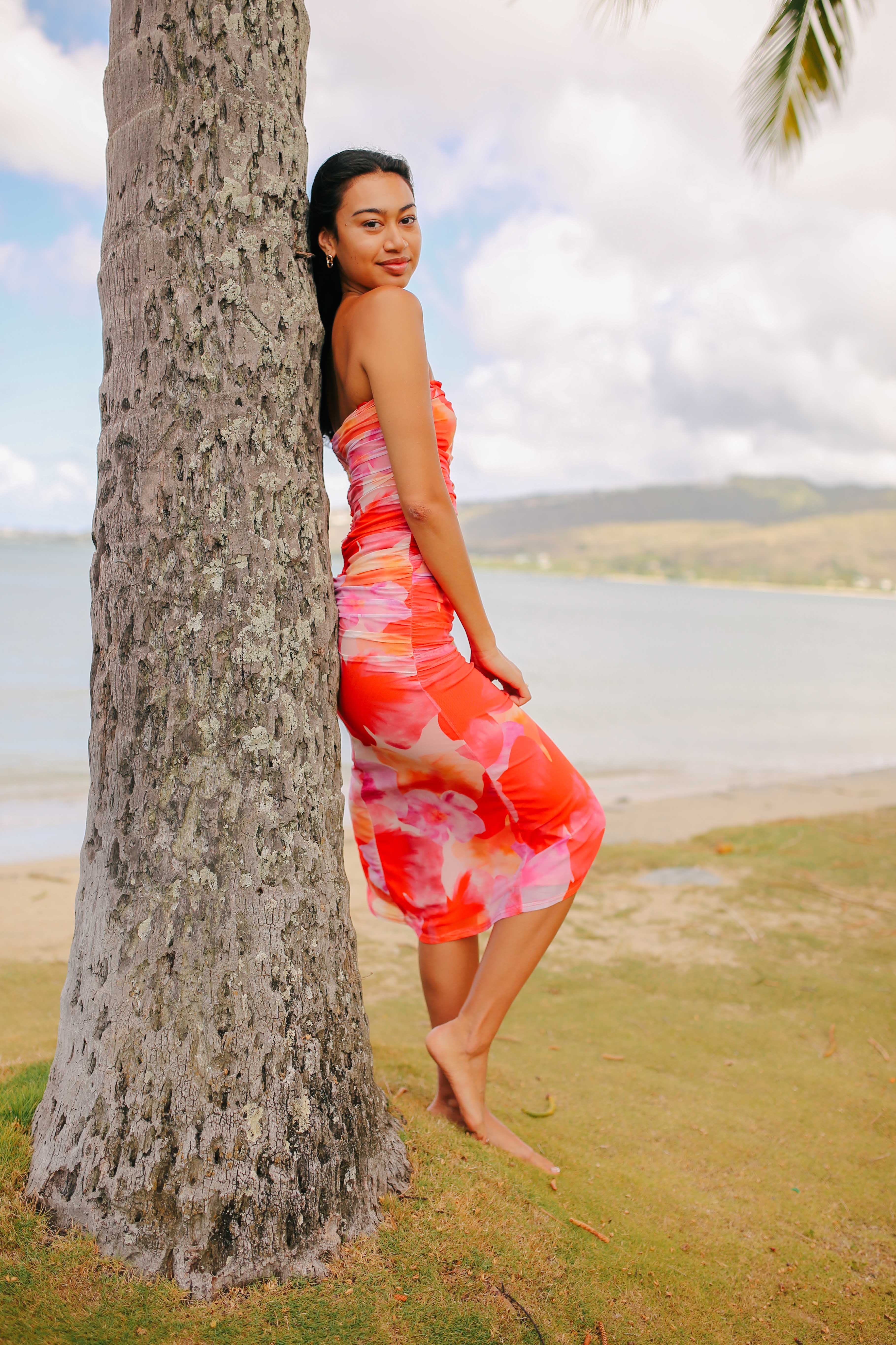 Ruche U Ring Maxi Dress