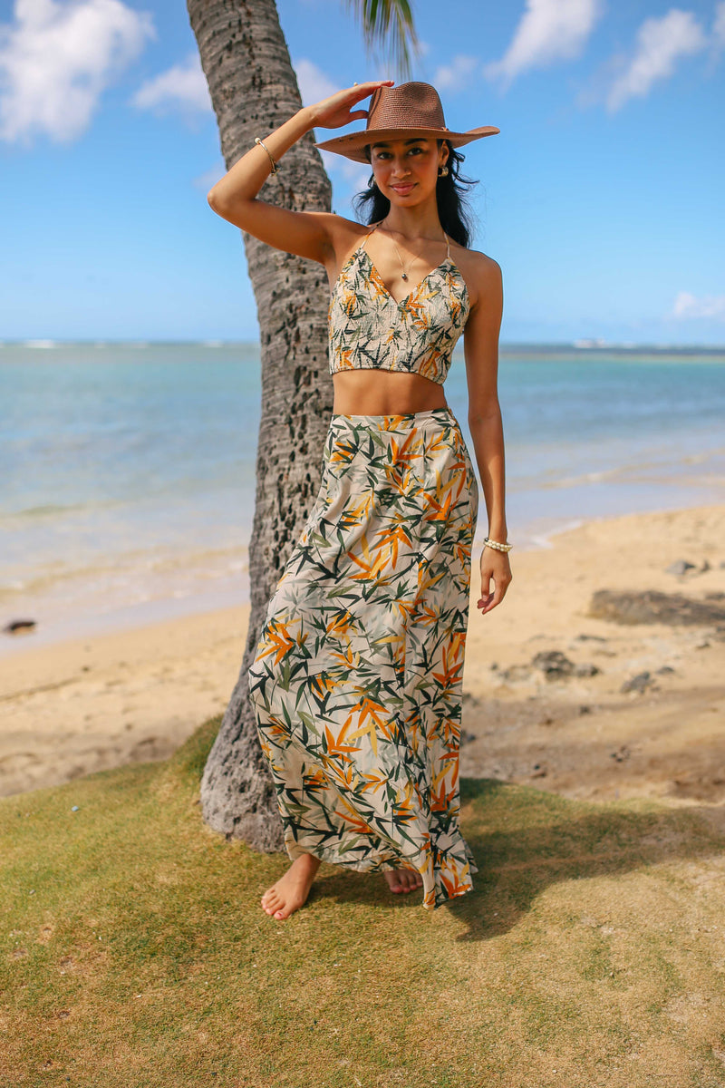 Palm Print Halter Top/ Skirt Set (sold separately)