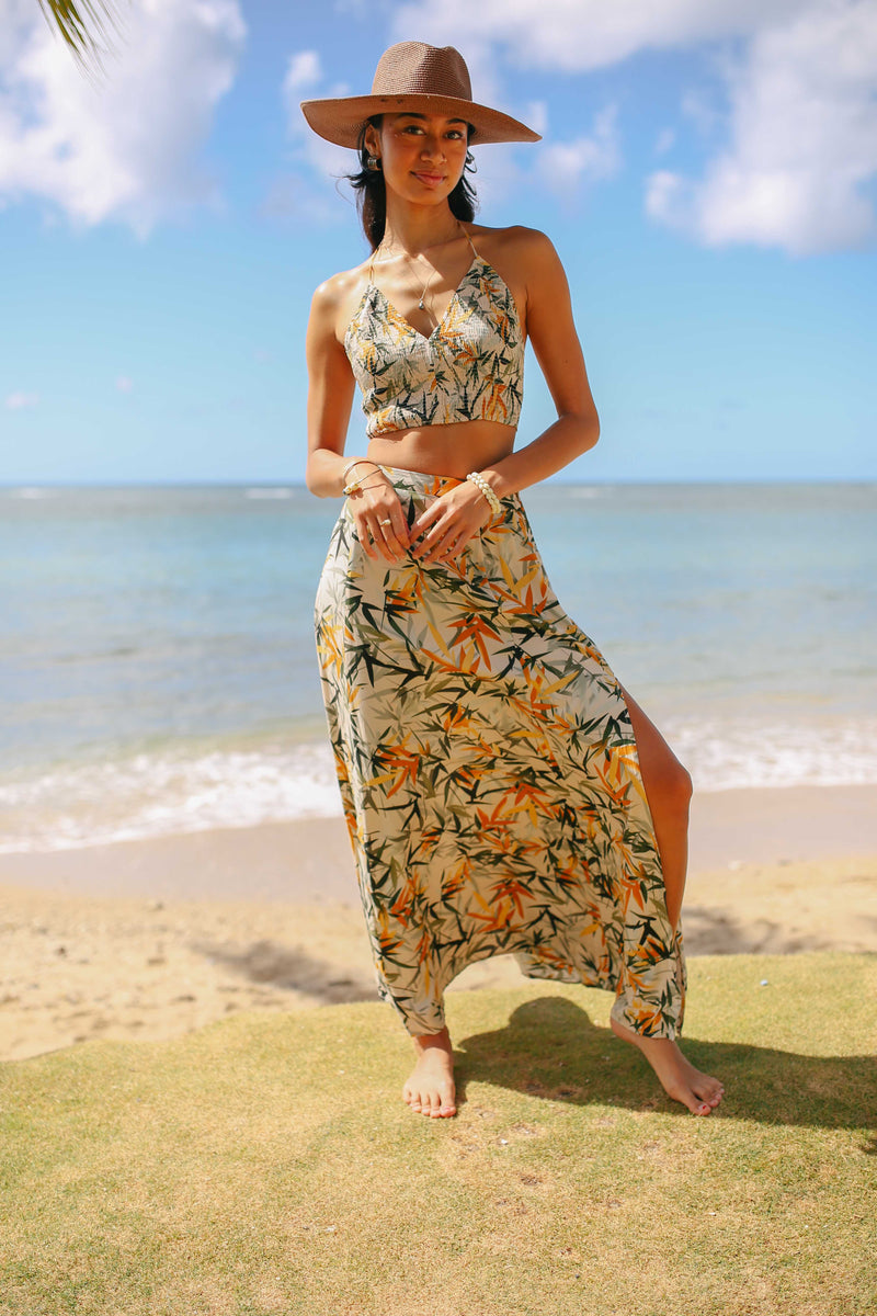 Palm Print Halter Top/ Skirt Set (sold separately)