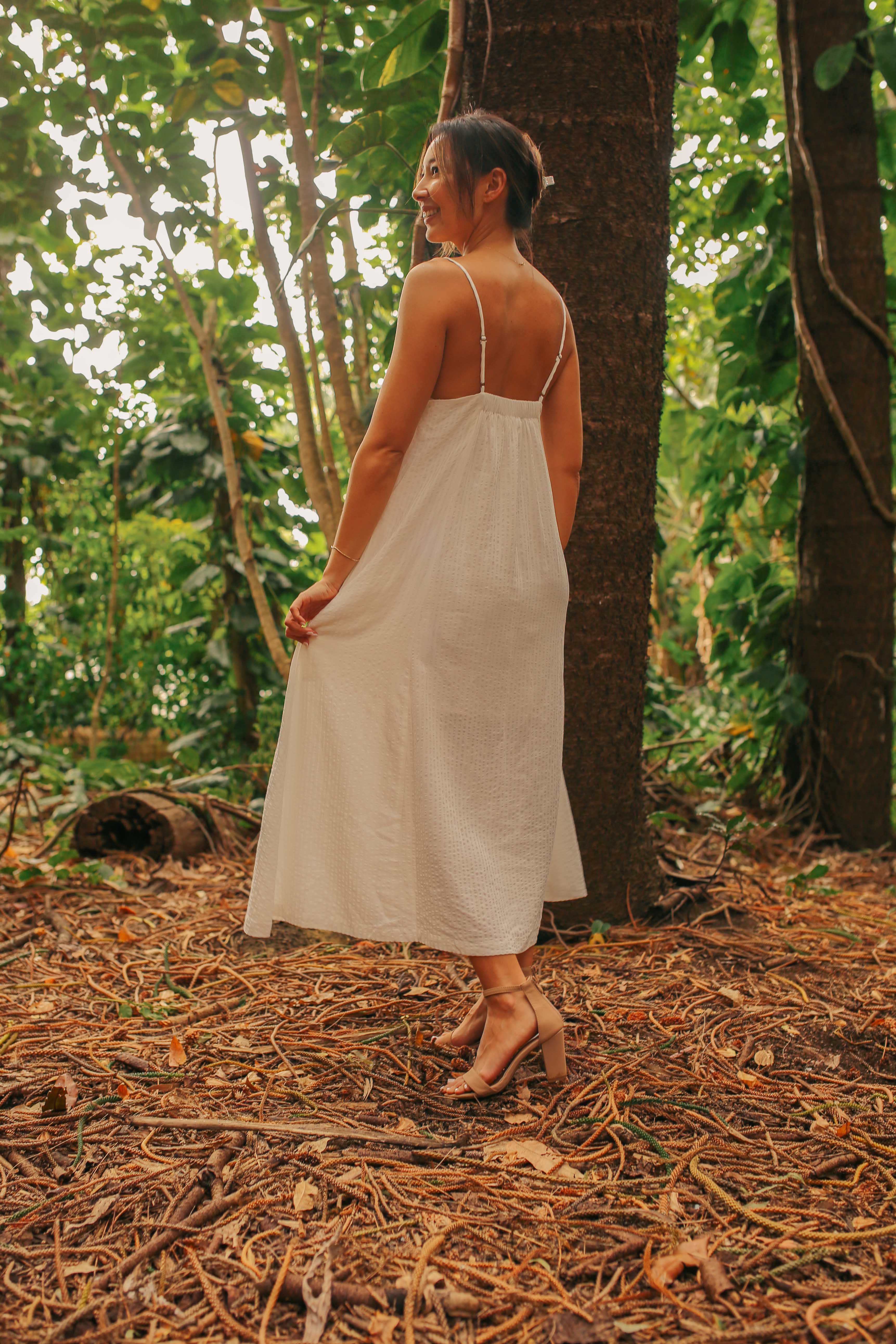 Square Neck Textured Midi Dress
