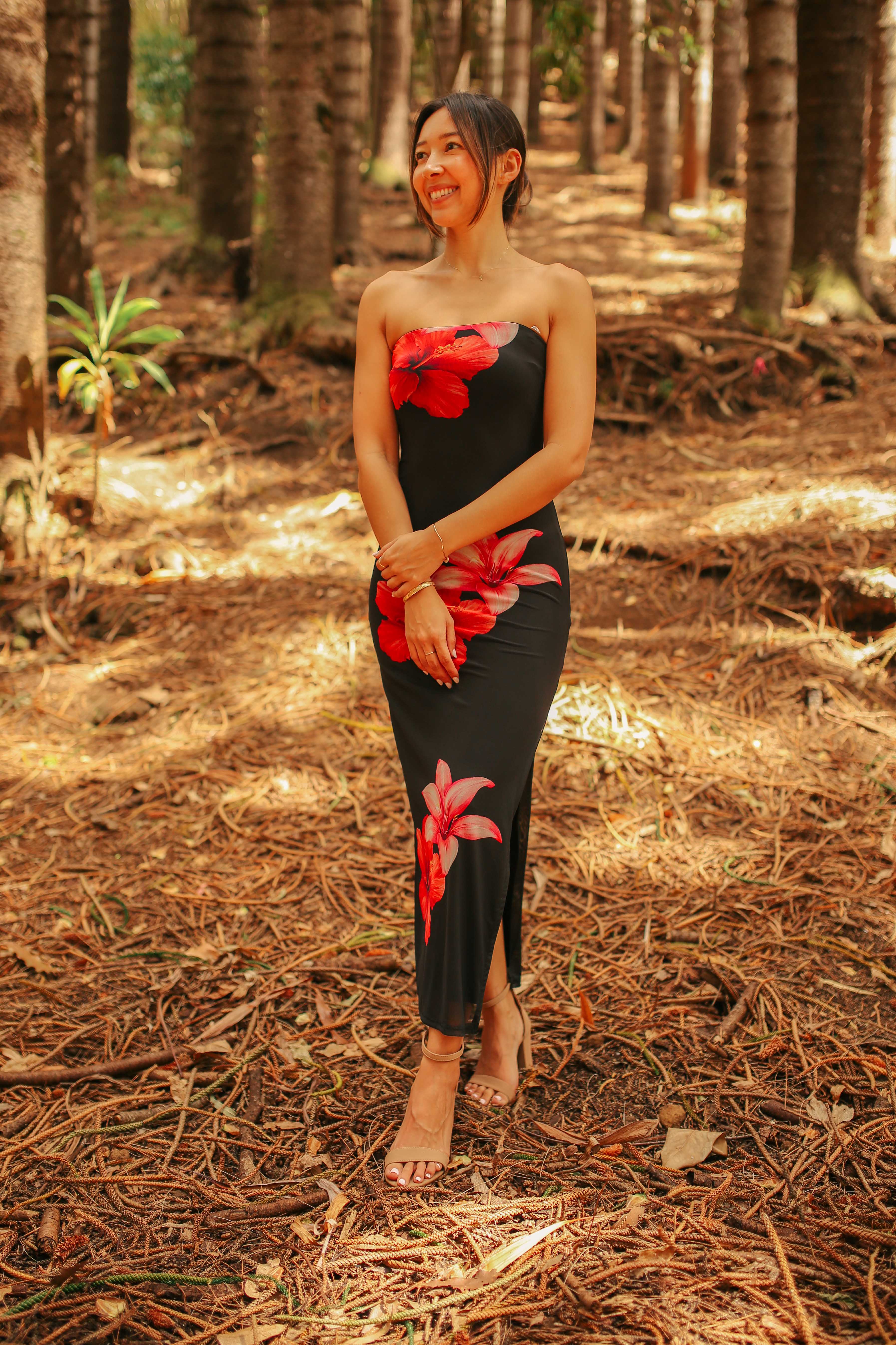 Hibiscus Mesh Maxi Dress