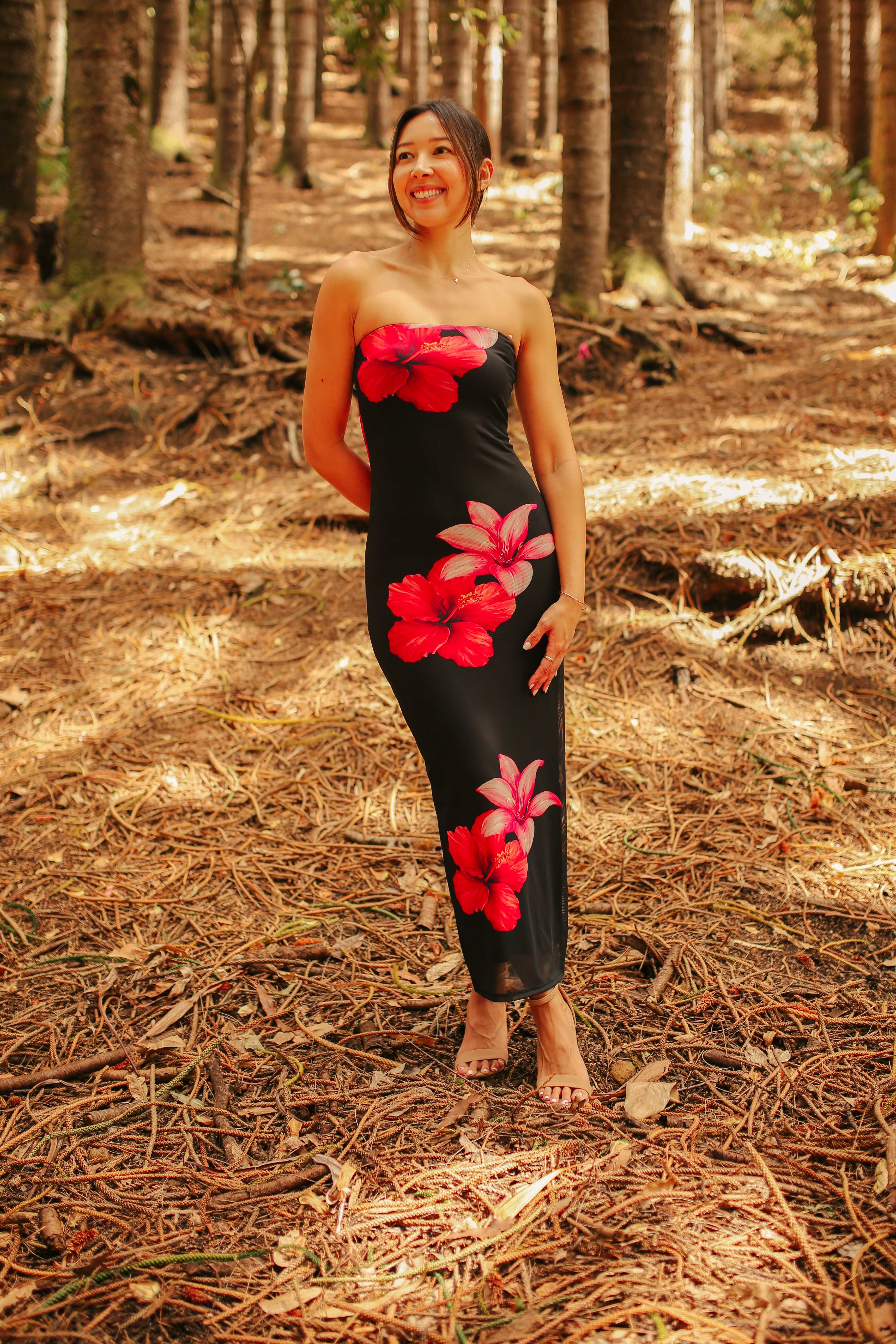 Hibiscus Mesh Maxi Dress