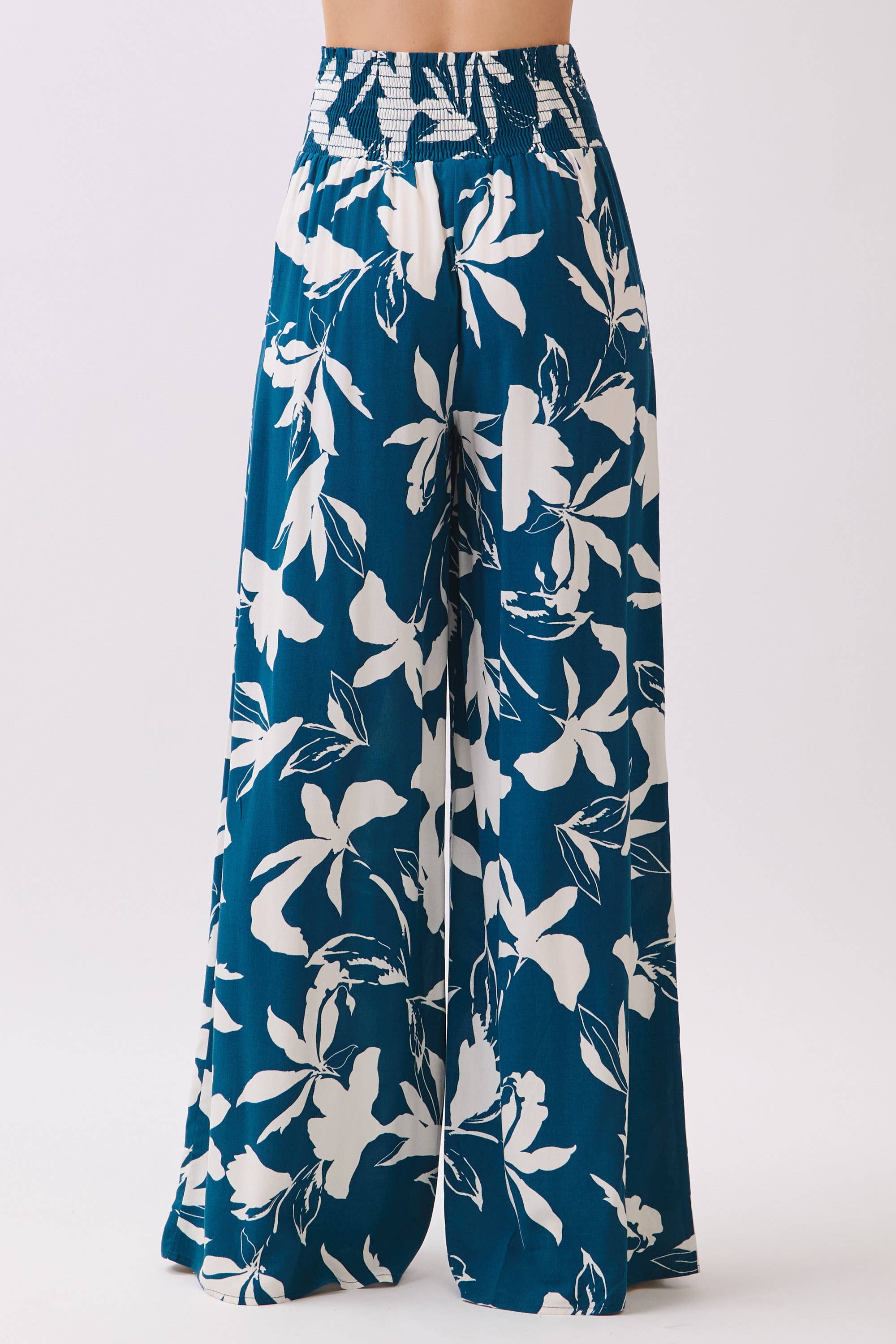 Smocked Waist Wide Leg Pants