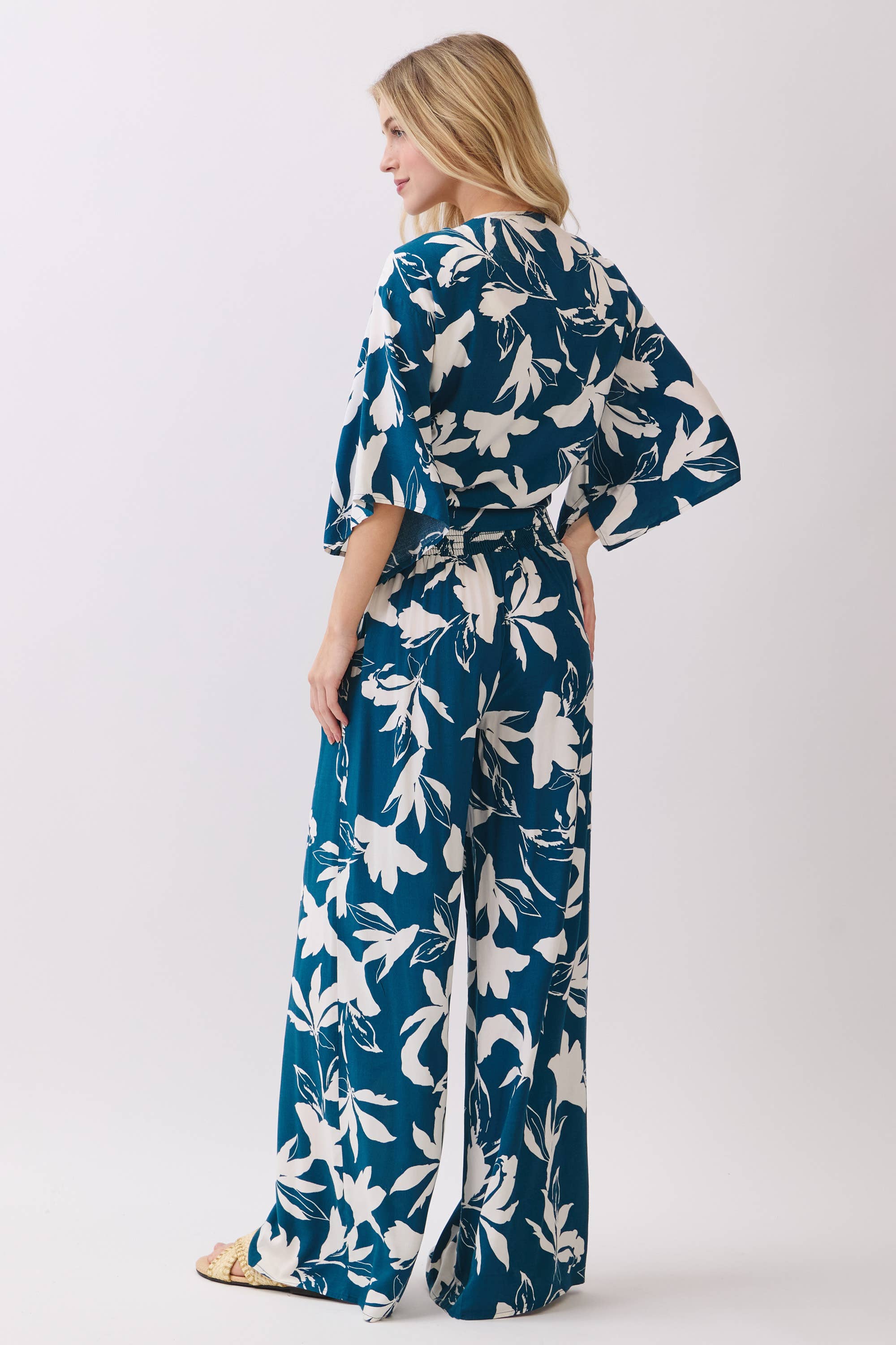 Smocked Waist Wide Leg Pants