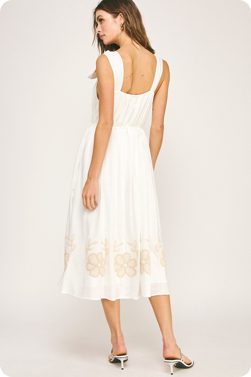 Flower Petal Embroidered Midi Dress
