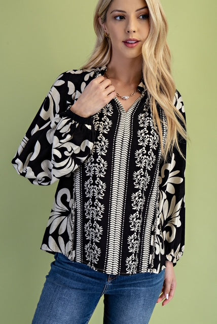 Ruffled Neck L/S Blouse