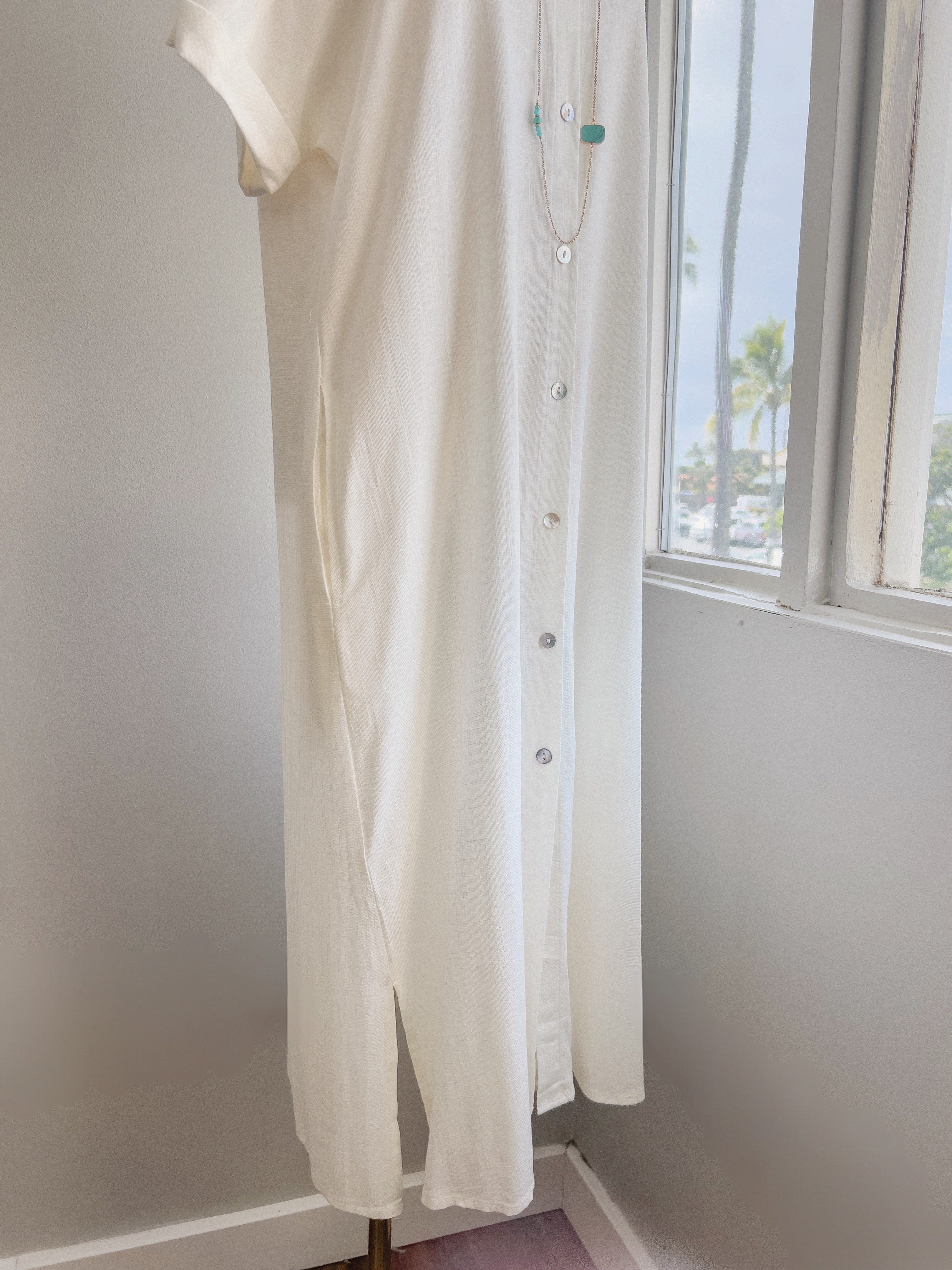 Linen Midi Shirt Dress